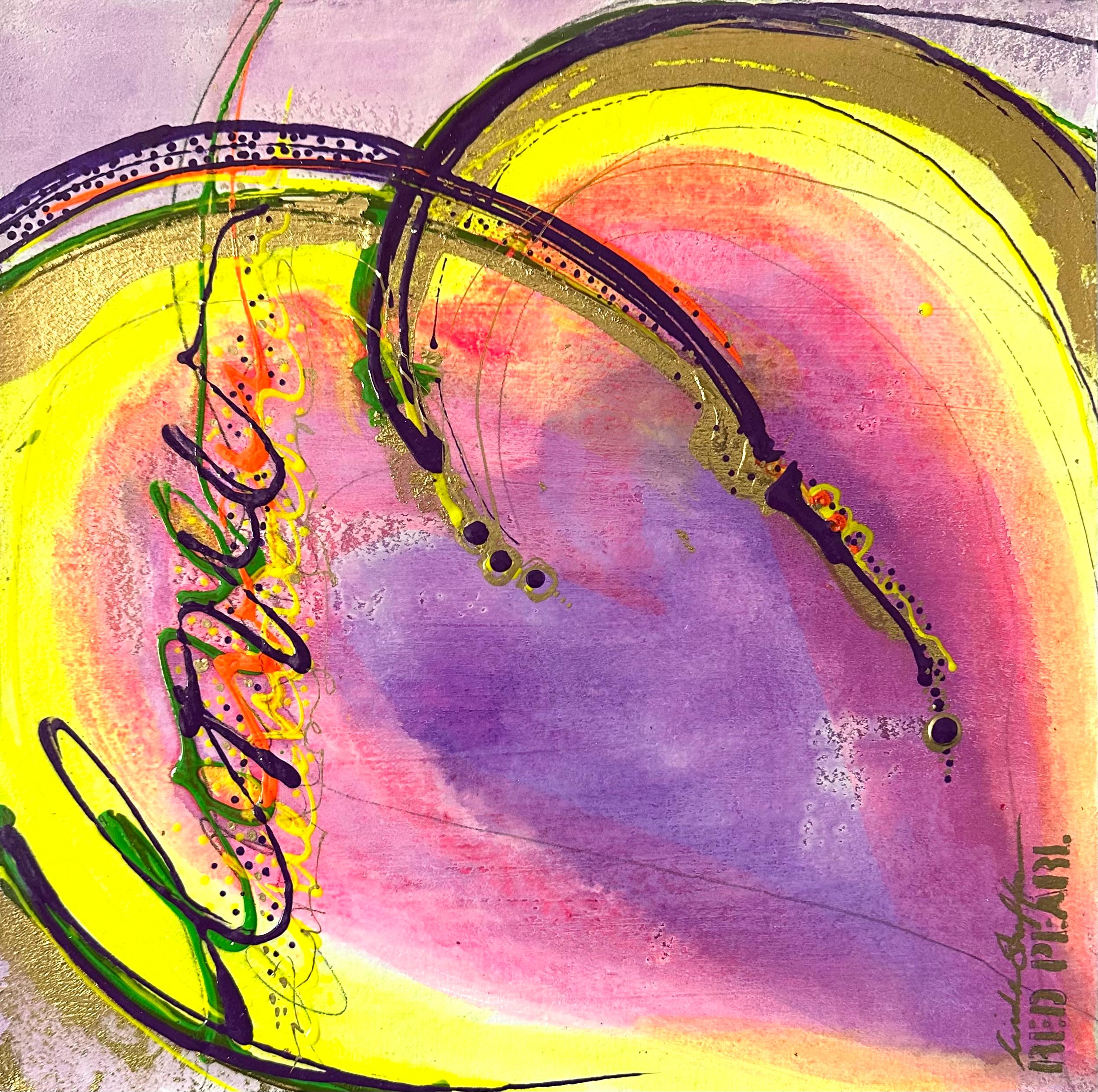 Cuori fusi, pittura astratta - Mixed Media Art di Linda Shaffer