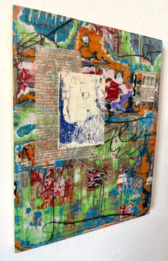 Le chat dans le jardin, peinture abstraite