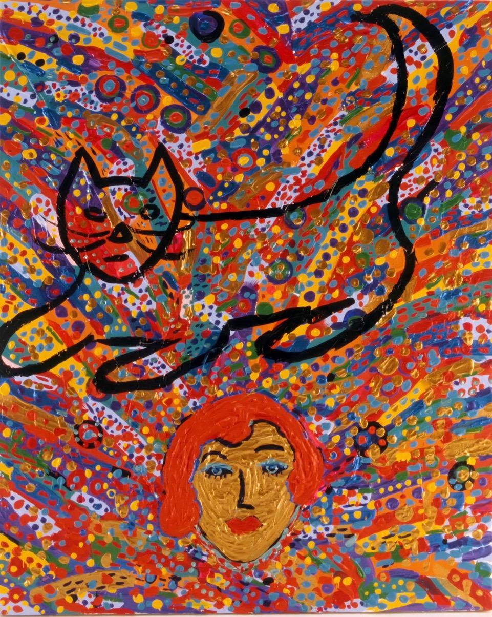  Linda Smith Figurative Painting - CAT & REDHEAD