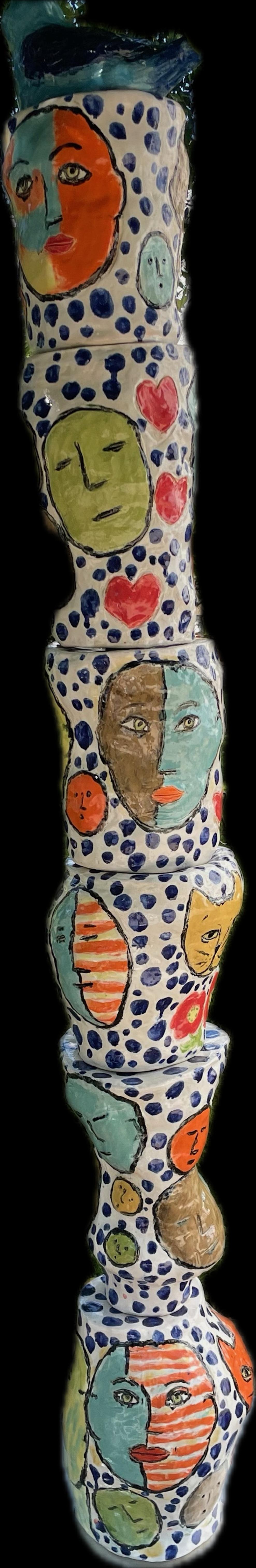 Abstract Totem with Blue Bird