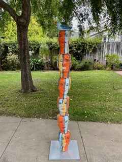 Kopf Totem mit Hellblau
