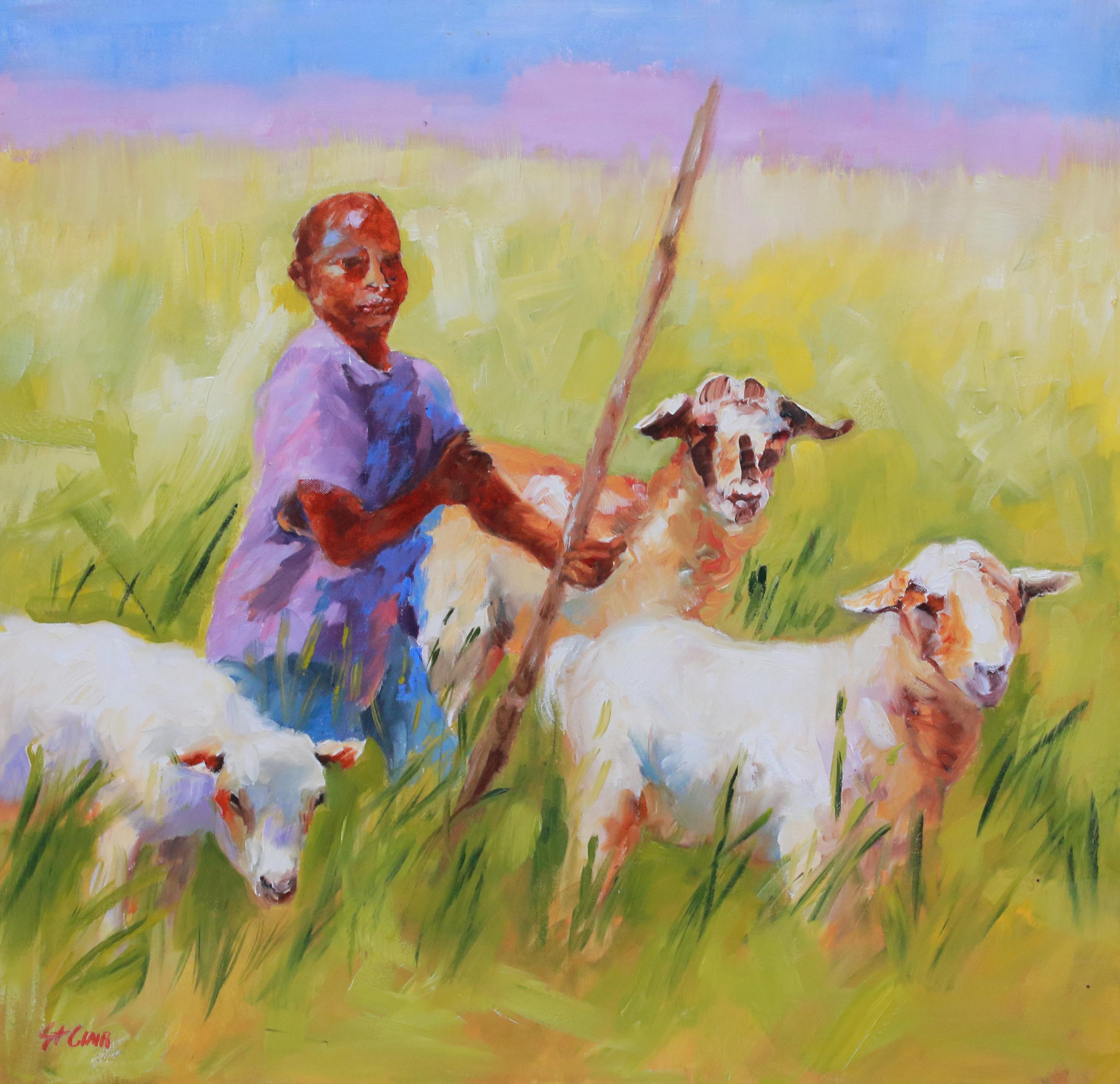 Shepard Boy - Painting by Linda St. Clair