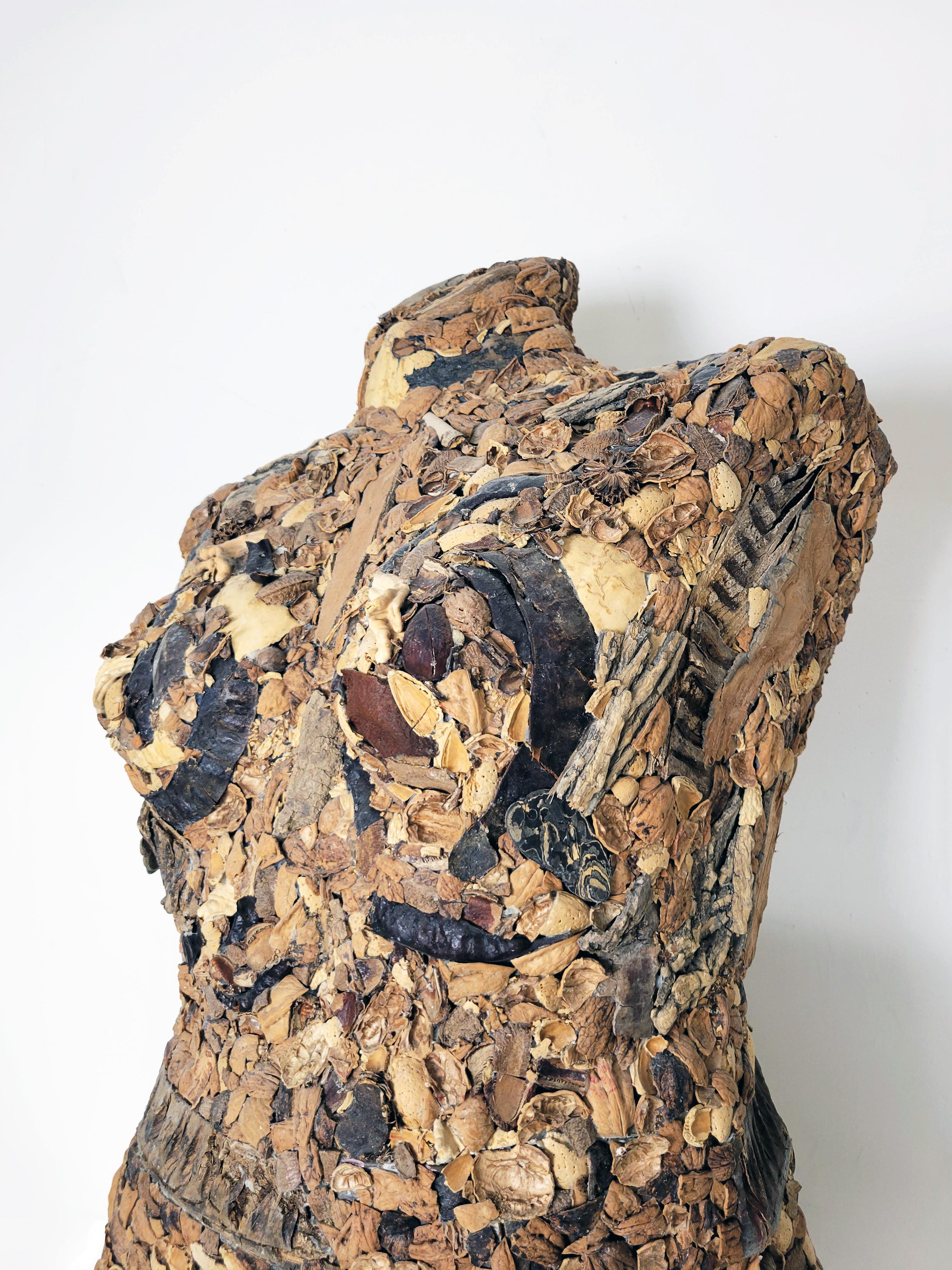 Linda Stein, Tapa dura 775- Escultura contemporánea de cáscara de nuez marrón de técnica mixta en venta 3