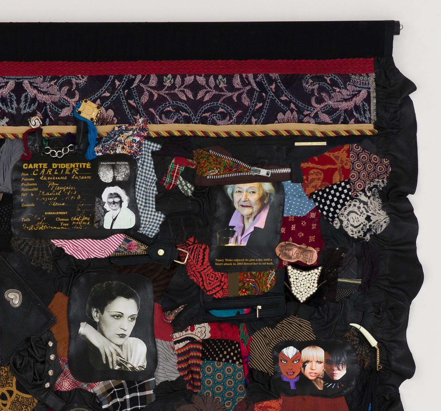 Feminist Contemporary Mixed Media Fabric Sculptural Tapestry - Nancy Wake 933 - Féministe Sculpture par Linda Stein