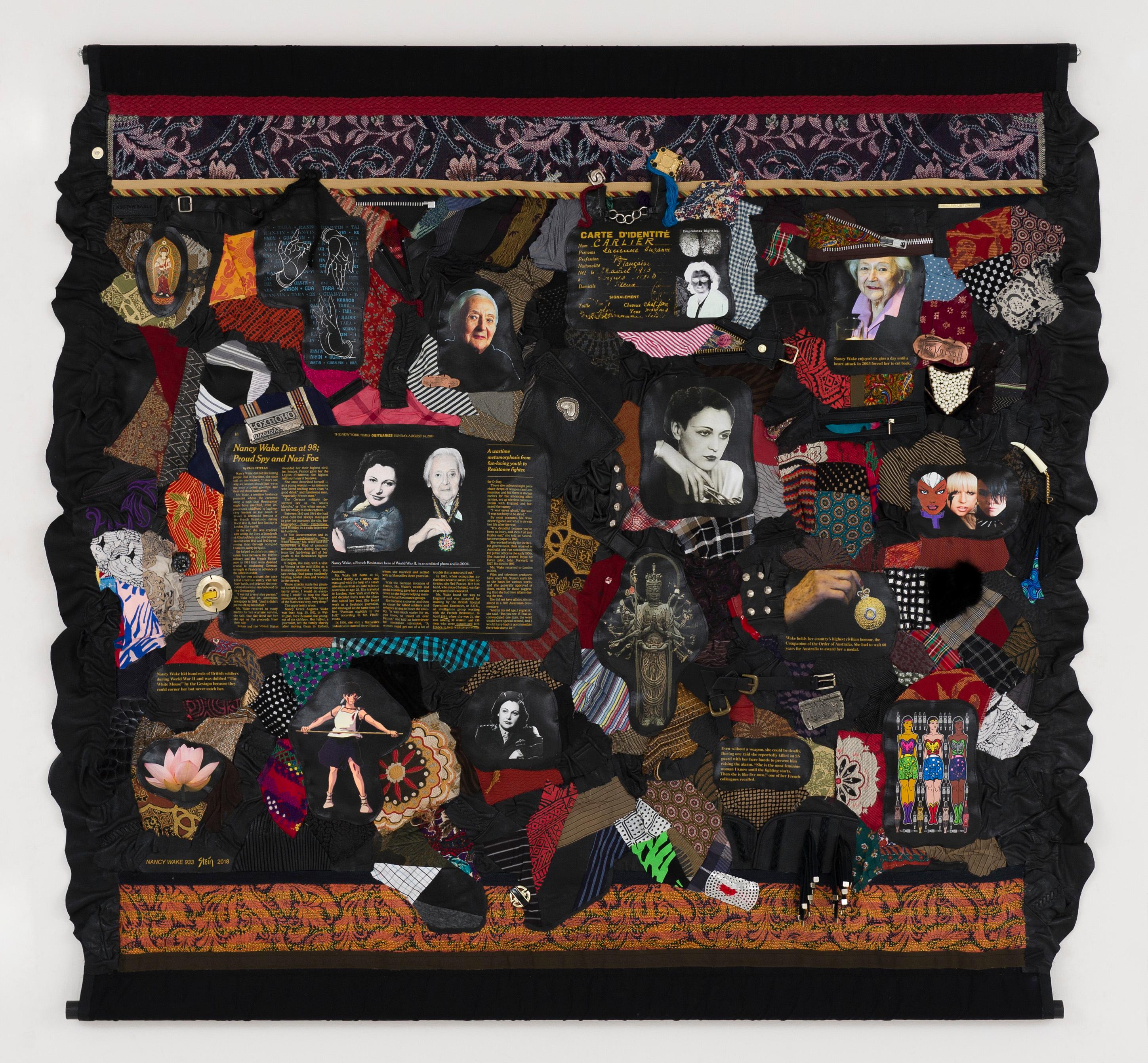 Linda Stein Figurative Sculpture - Feminist Contemporary Mixed Media Fabric Sculptural Tapestry - Nancy Wake 933