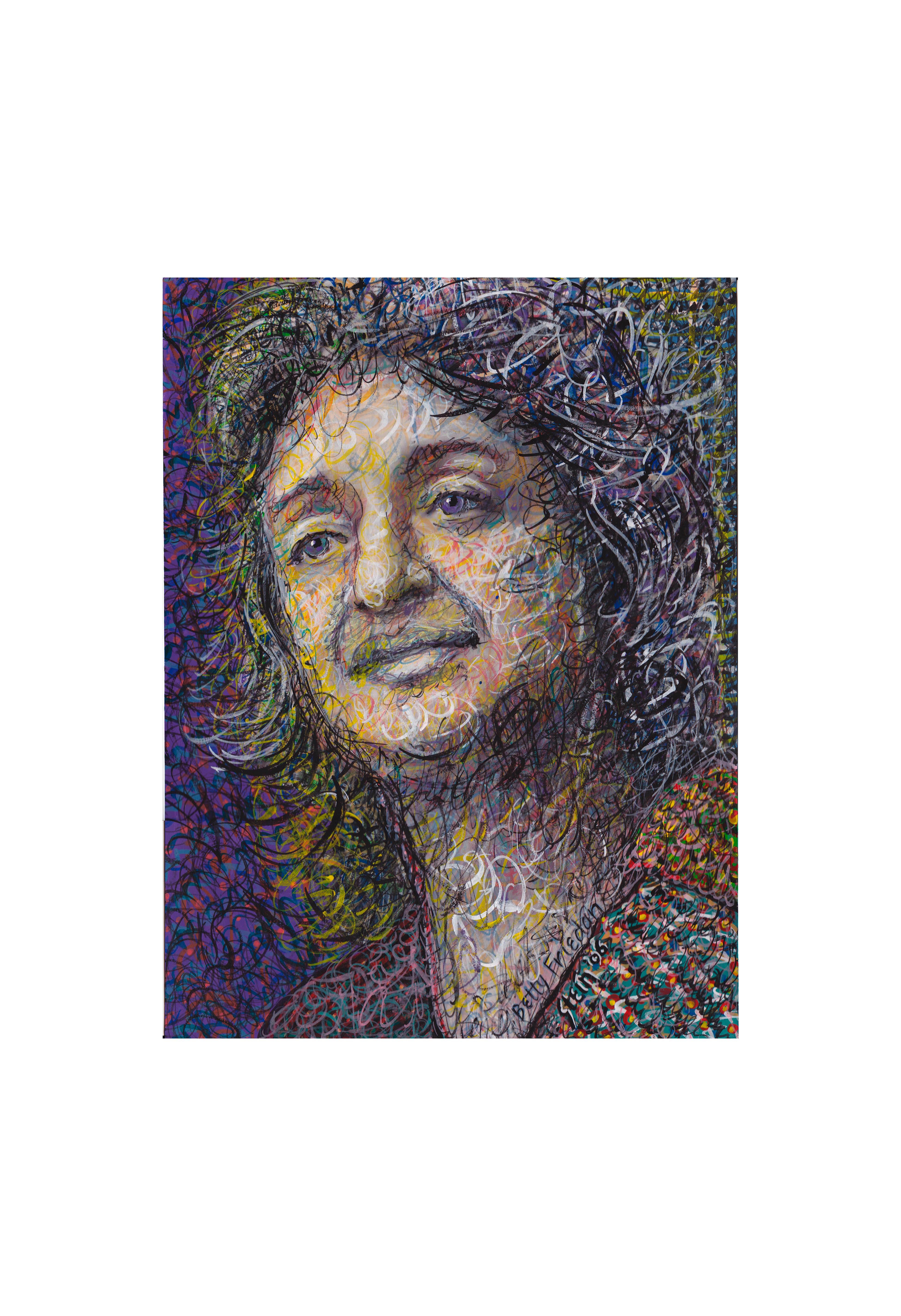 Linda Stein Portrait Print - Signed Limited Edition Feminist Contemporary Art Print - Betty Friedan 687 