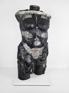 Contemporary Mixed Media Leather Metal Sculpture - Linda Stein, GenderBend 682
