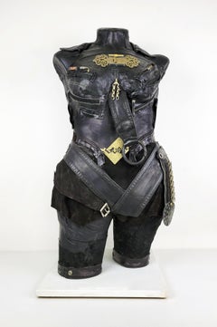 MascuFem 681 - Contemporary Mixed Media Leather Metal Sculpture