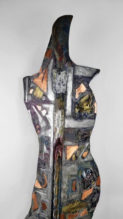 Linda Stein, Slow Curve 352 - Contemporary Mixed Media Metallic Wall Sculpture