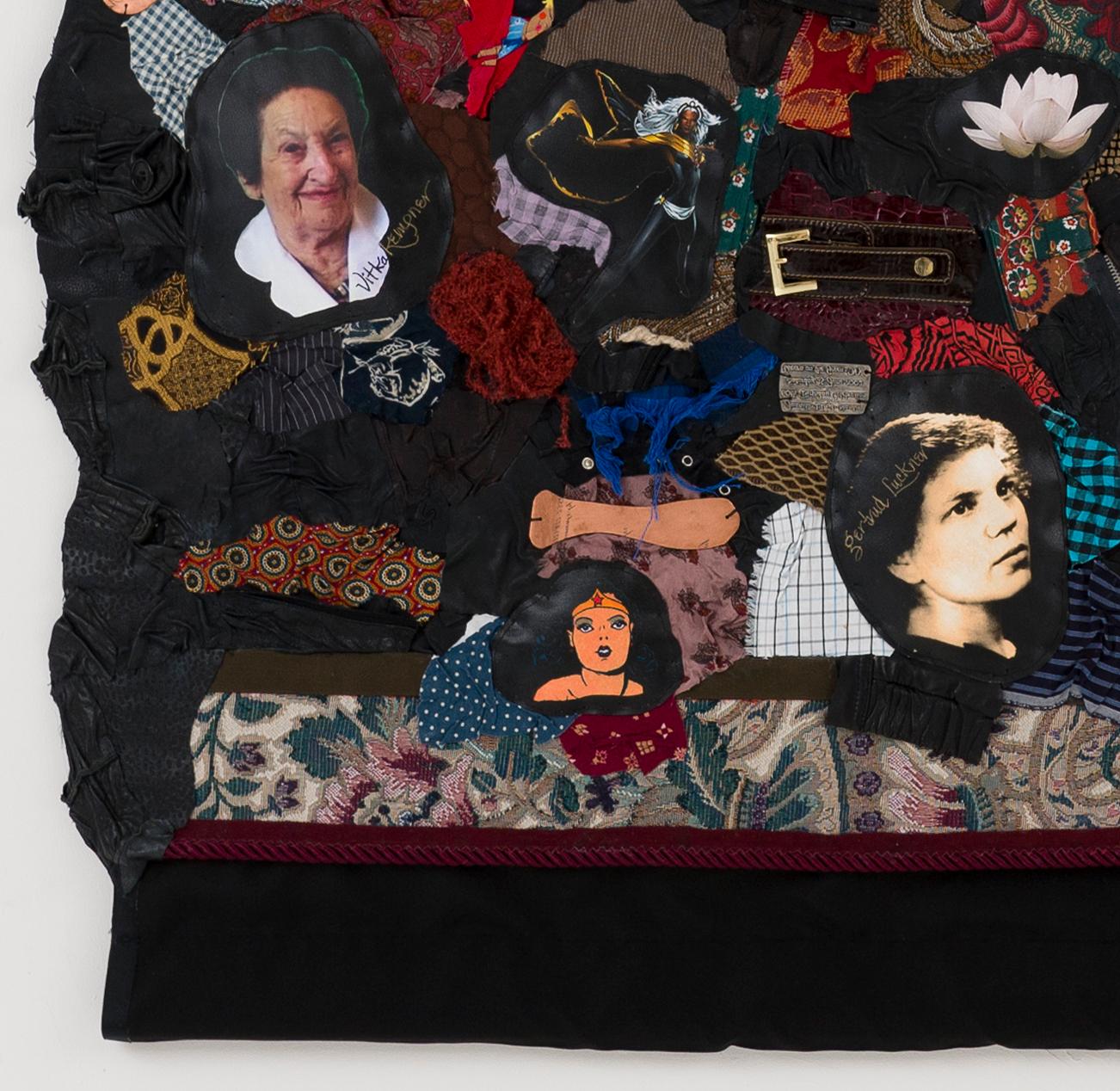 Feminist Contemporary Mixed Media Fabric Sculptural Tapestry - Ten Heroes 882  - Brown Figurative Sculpture by Linda Stein