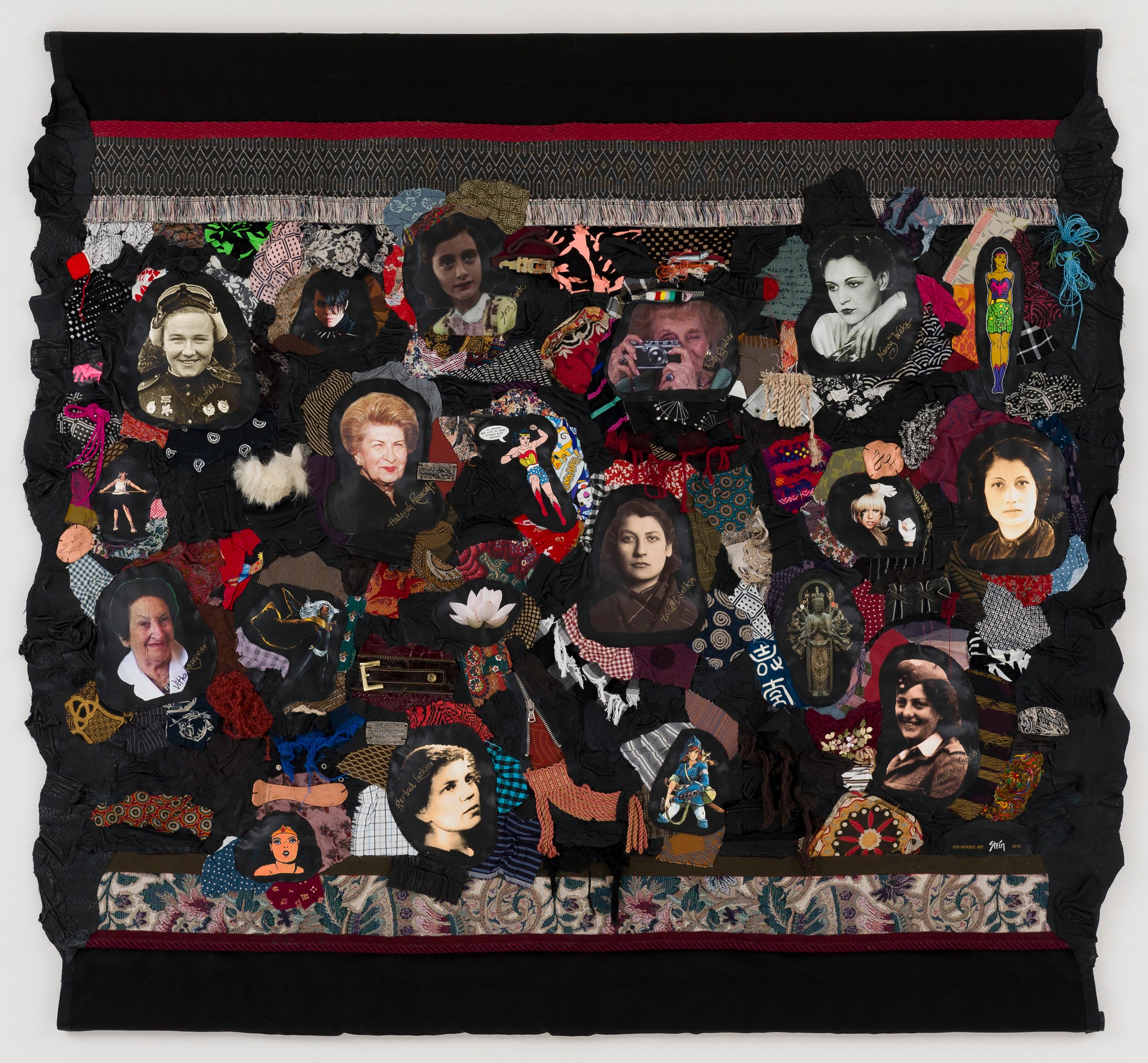 Feministische Contemporary Mixed Media Fabric Sculptural Tapestry - Ten Heroes 882 