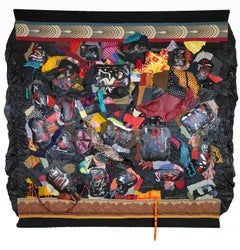 Toward Words 1205 - Contemporary Art, Mixed Media Sculptural Tapestry