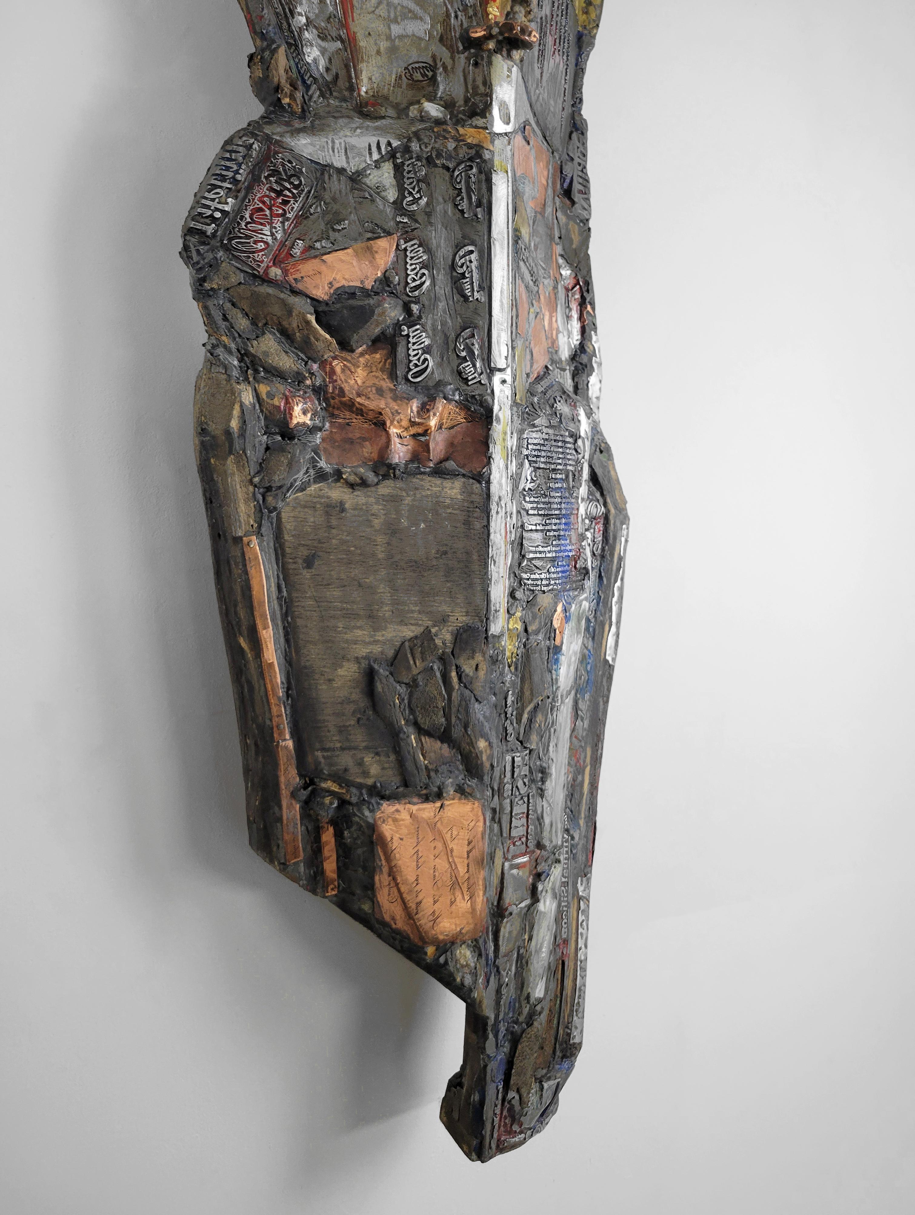 Linda Stein, Knight of the Book 526 - Contemporary Mixed Media Metal Sculpture For Sale 3