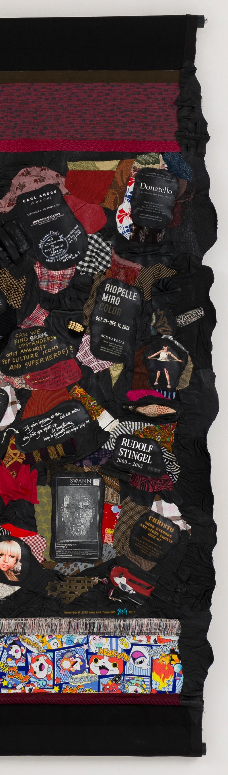 Linda Stein, November 6, 2015 New York Times 865 - Feminist Contemporary Fabric Leather Sculptural Tapestry 

November 6, 2015 New York Times 865 is from Linda Stein's Sexism series, which advocates an expanded perspective of gender