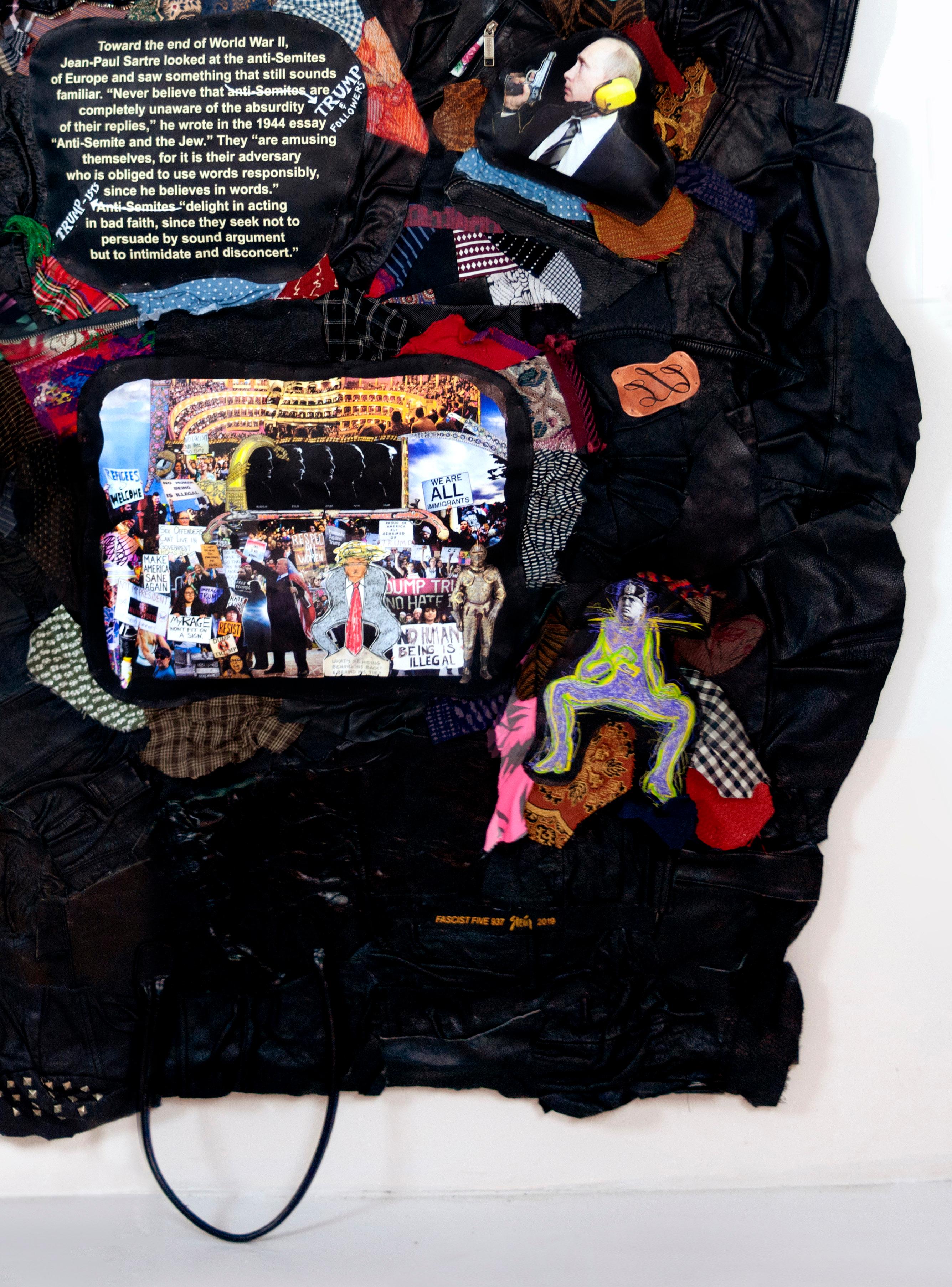 Feministische Contemporary Fabric Mixed Media Sculptural Tapestry - Fascist Five 937 im Angebot 2