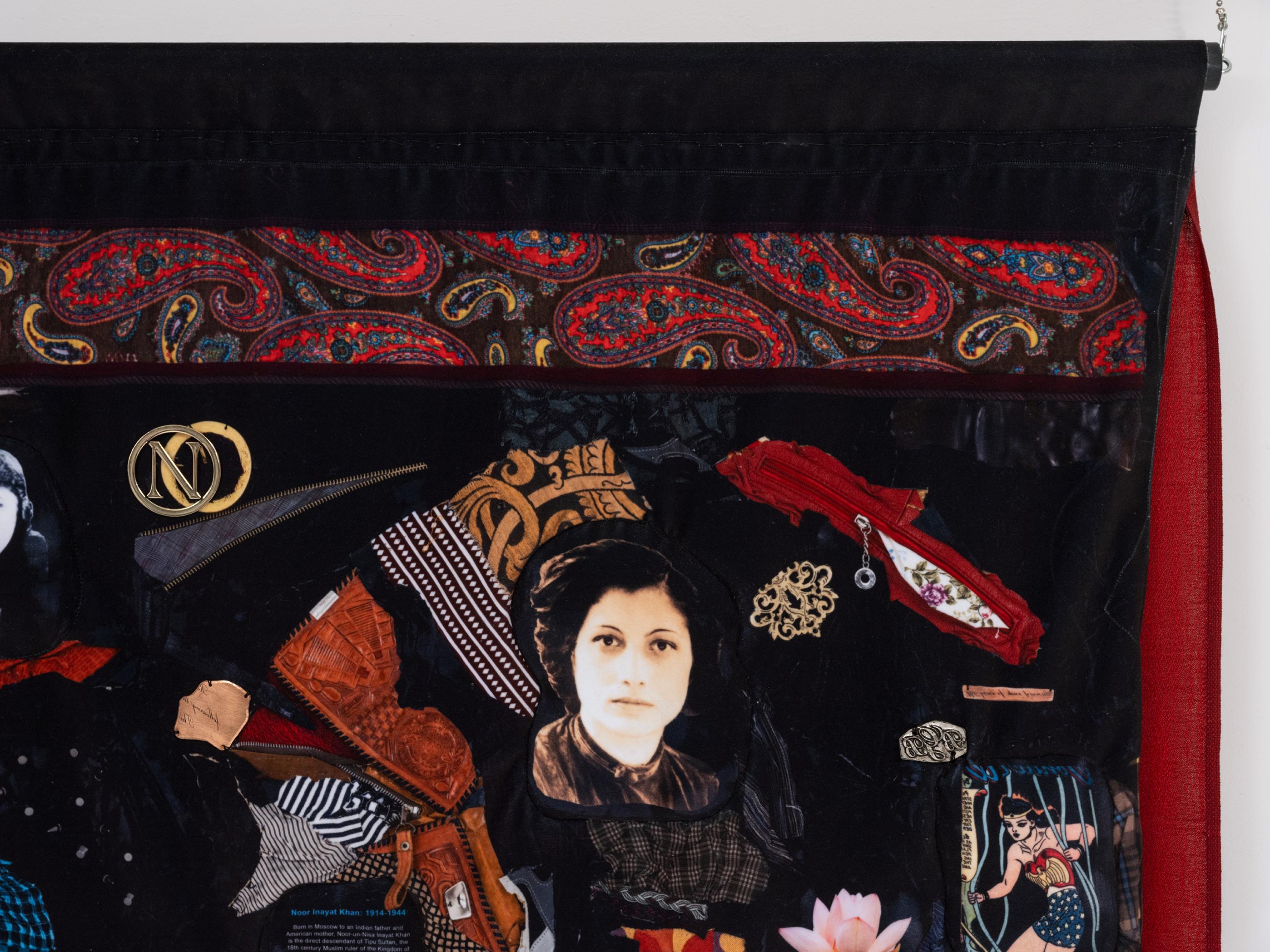 Tapisserie murale sculpturale en tissu contemporaine féministe - Noor Inayat Khan 1131 - Féministe Sculpture par Linda Stein