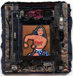 Feminist Mixed Media Fabric Sculptural Tapestry - Wonder Woman’s Mobility 718