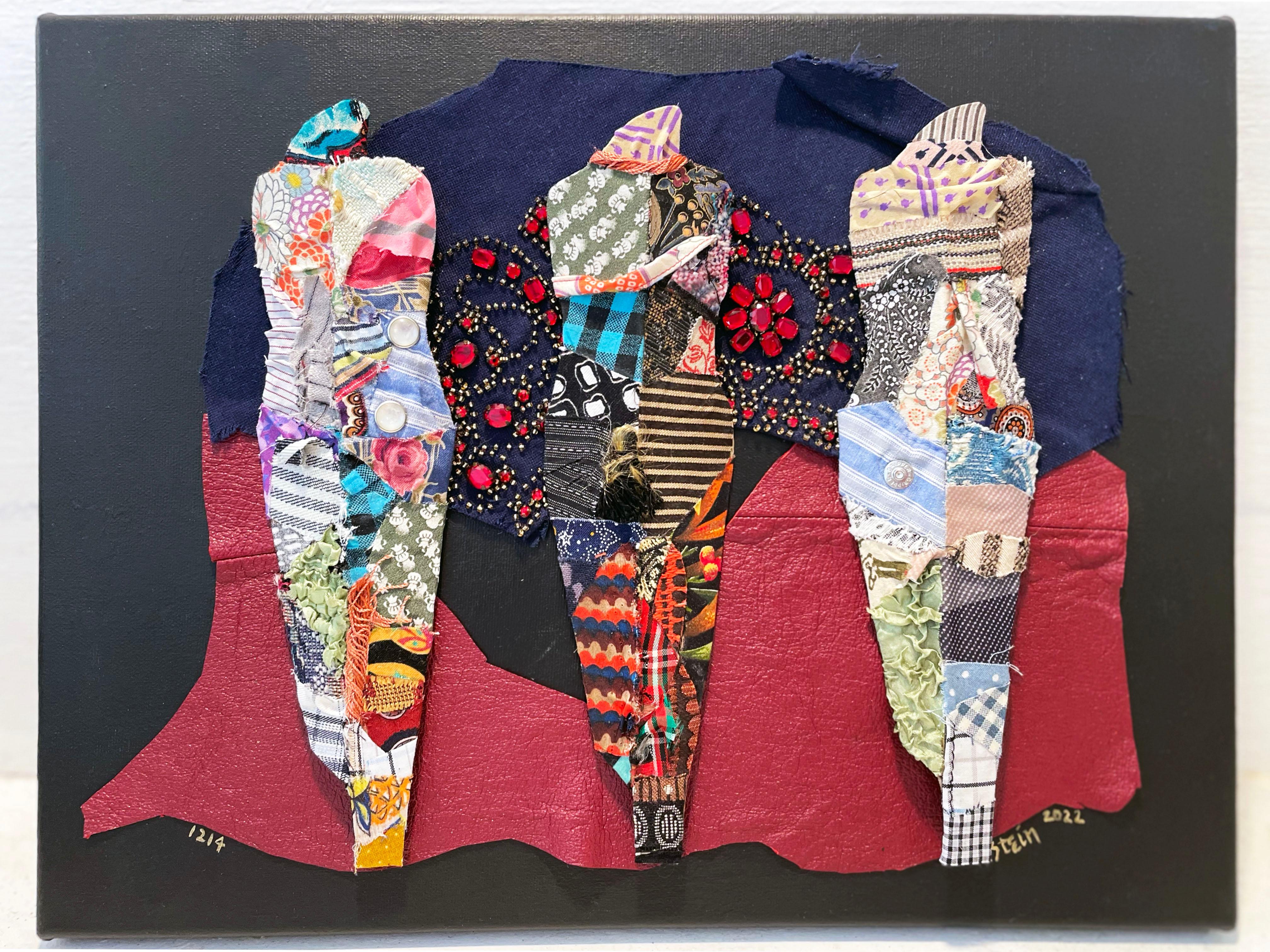 Linda Stein, 1214 - Collage scultoreo d'arte contemporanea in 3D con tecnica mista