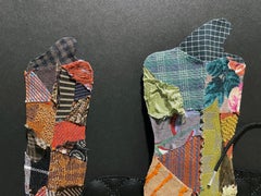 Linda Stein, 1224 - Collage scultoreo d'arte contemporanea 3D a tecnica mista su tessuto