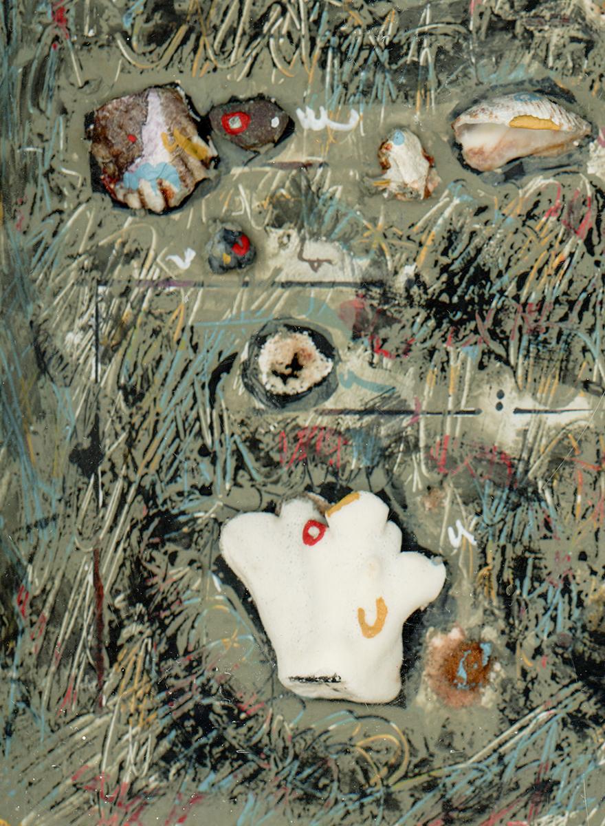 Mixed media, acrylic, shells, sculptural painting - Letter to an Archeologist 20 For Sale 1