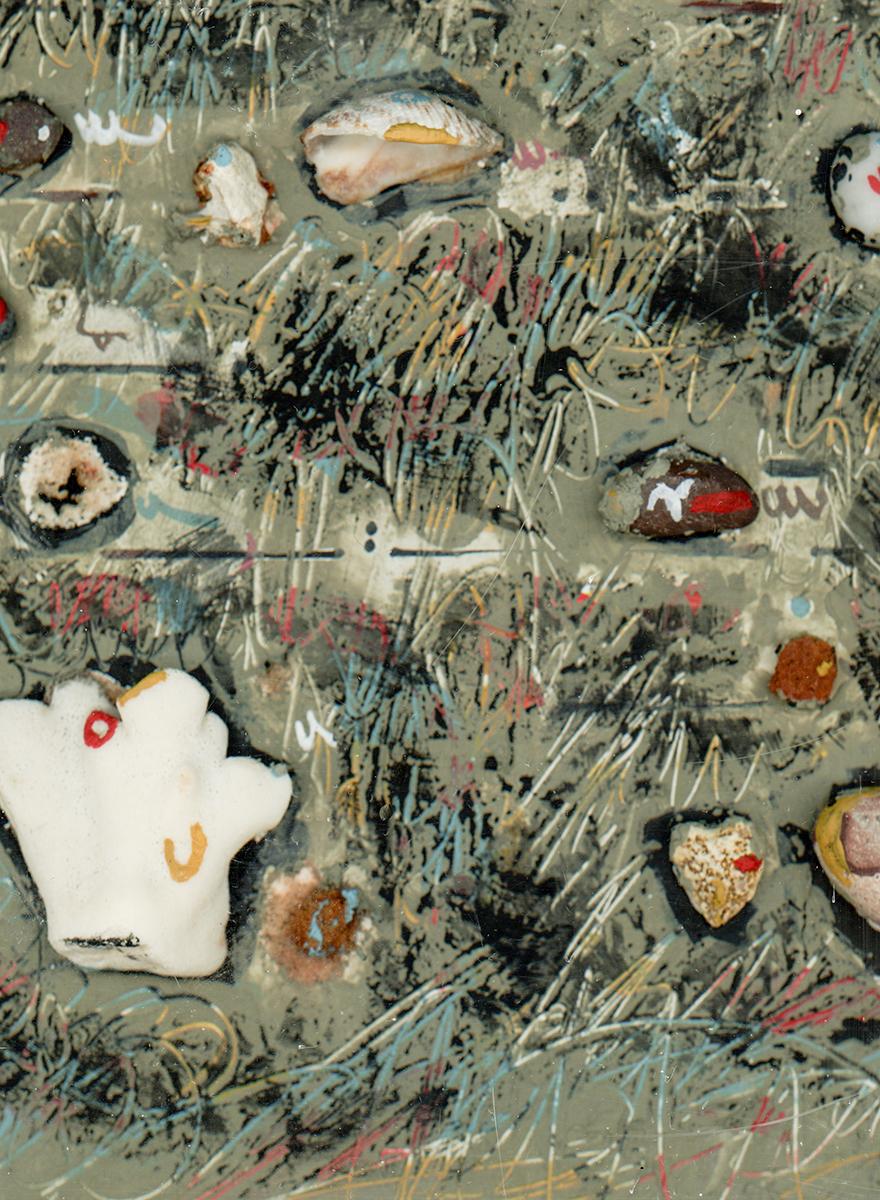 Mixed media, acrylic, shells, sculptural painting - Letter to an Archeologist 20 For Sale 3