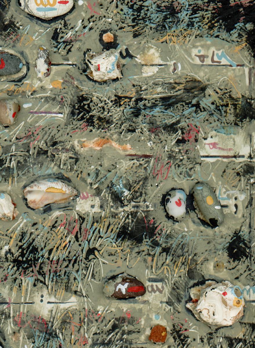 Mixed media, acrylic, shells, sculptural painting - Letter to an Archeologist 20 For Sale 4