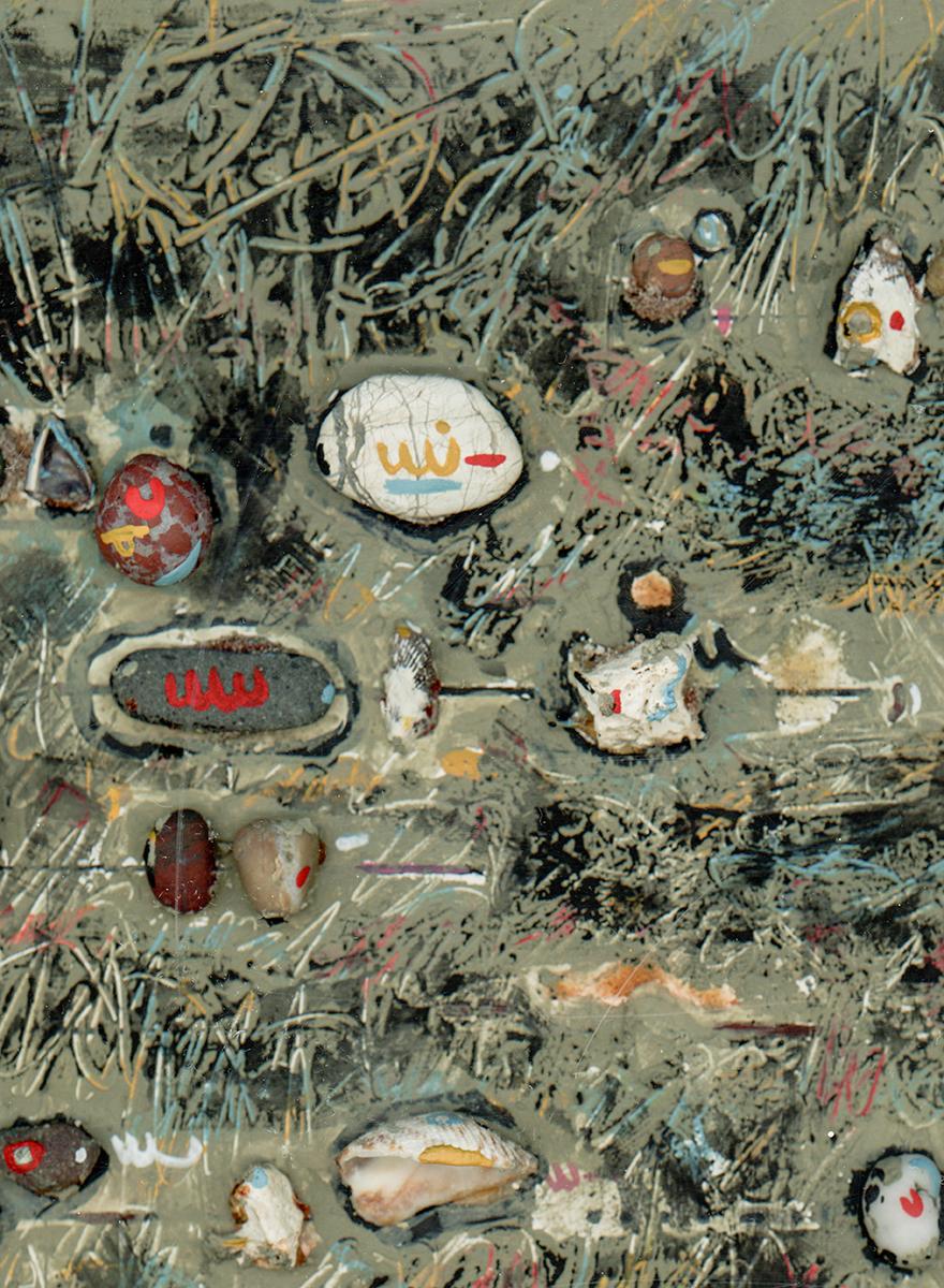Mixed media, acrylic, shells, sculptural painting - Letter to an Archeologist 20 For Sale 5