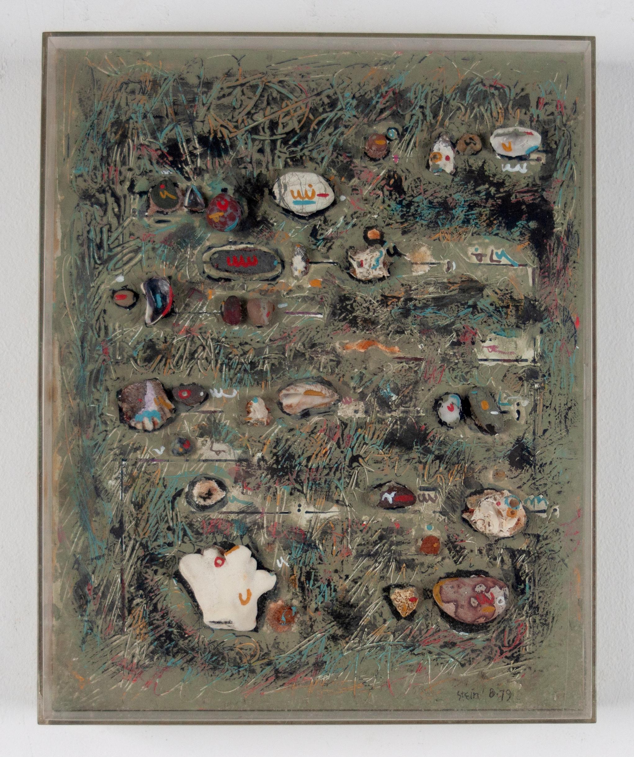 Mixed media, acrylic, shells, sculptural painting - Letter to an Archeologist 20 - Mixed Media Art by Linda Stein