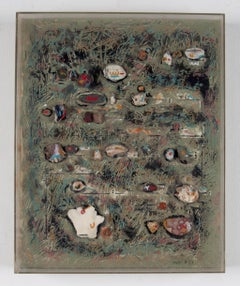 Mixed media, acrylic, shells, sculptural painting - Letter to an Archeologist 20