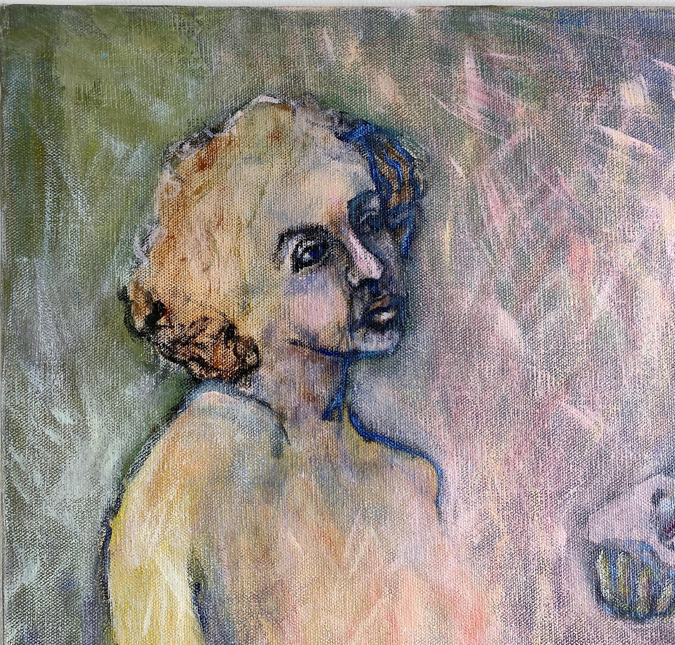 Acrylique sur toile, colorée, figurative, peinture d'un nu et modèle 362.002 - Contemporain Painting par Linda Stein