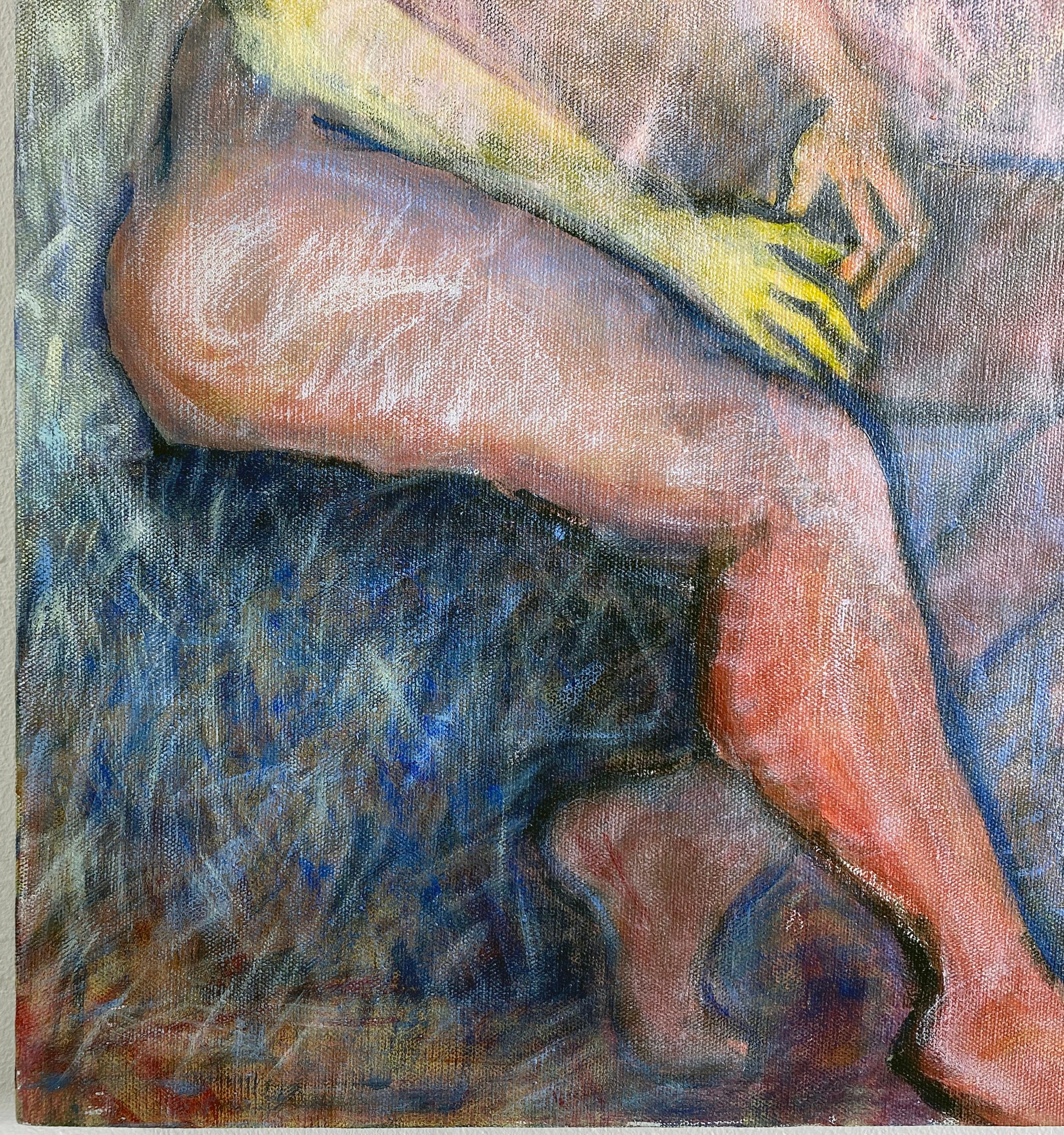Acrylique sur toile, colorée, figurative, peinture d'un nu et modèle 362.002 en vente 1
