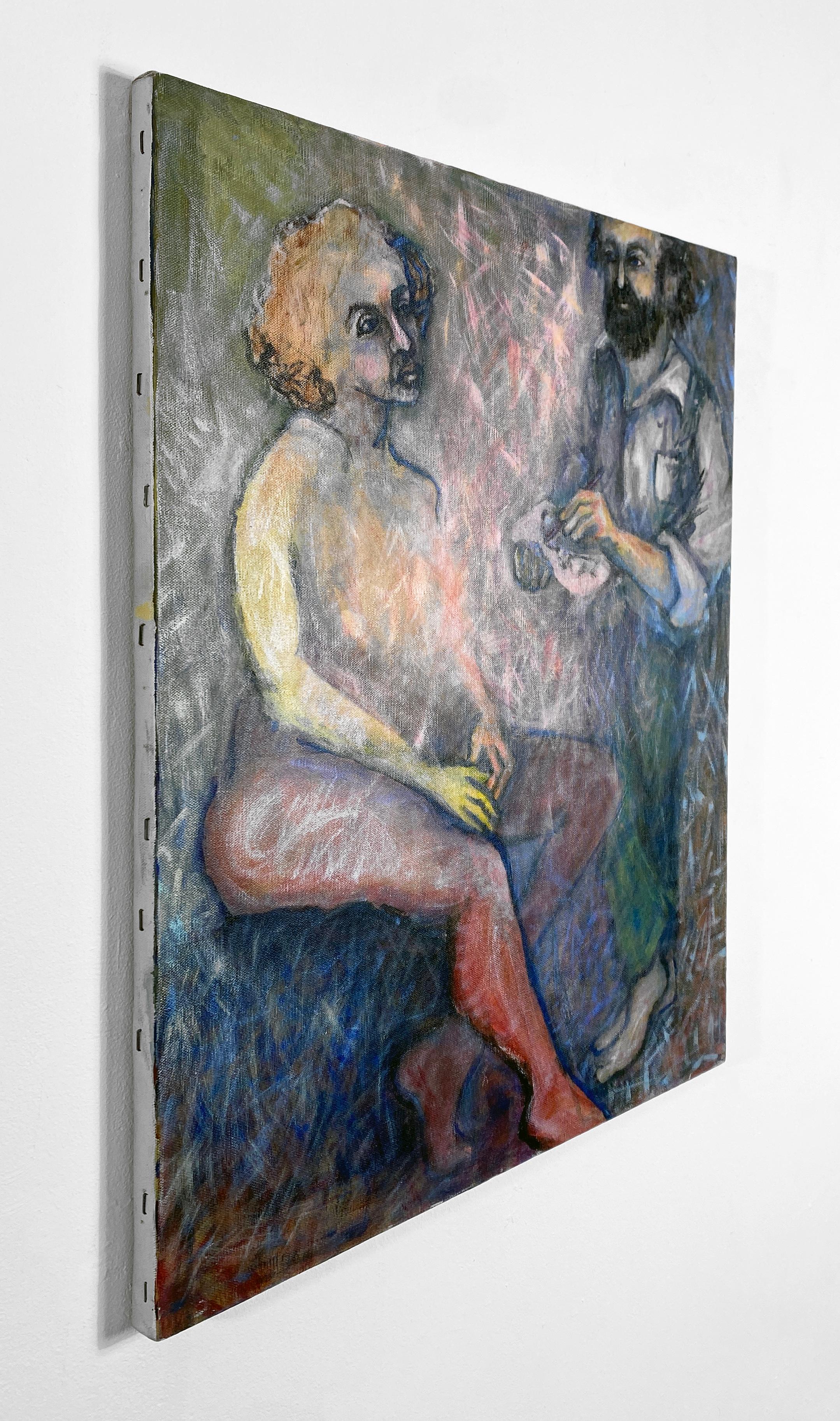 Acrylique sur toile, colorée, figurative, peinture d'un nu et modèle 362.002 en vente 2