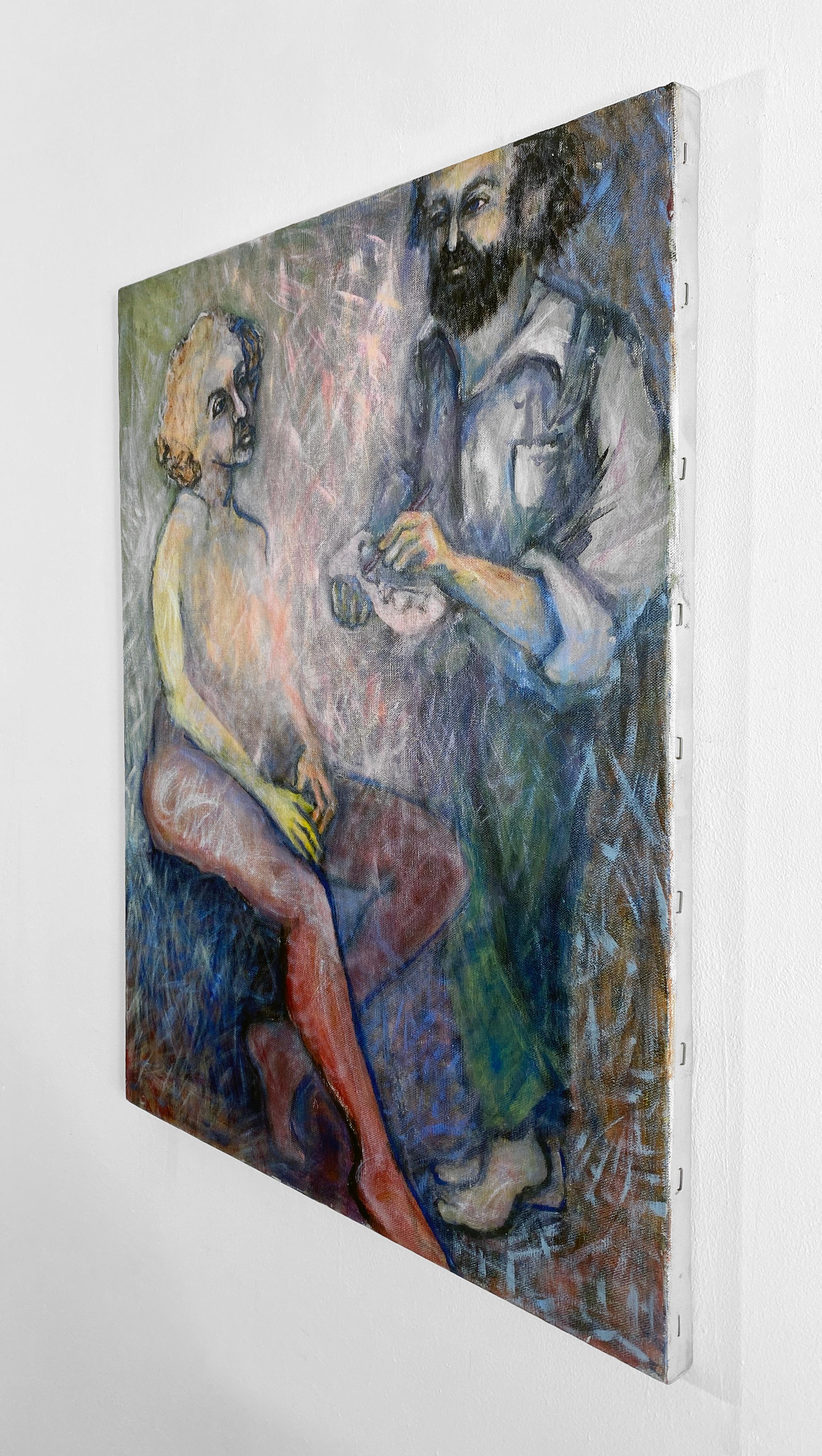 Acrylique sur toile, colorée, figurative, peinture d'un nu et modèle 362.002 en vente 3