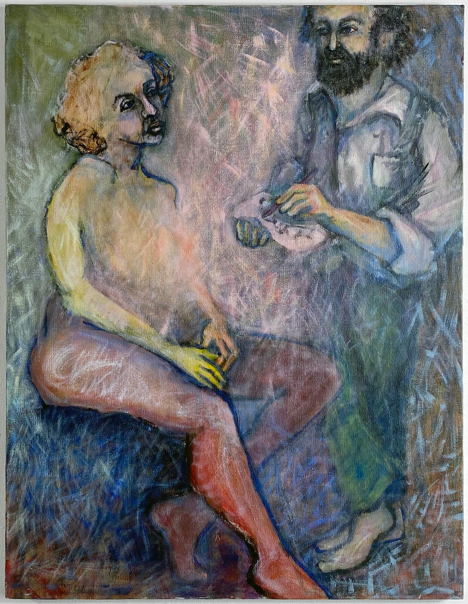 Figurative Painting Linda Stein - Acrylique sur toile, colorée, figurative, peinture d'un nu et modèle 362.002