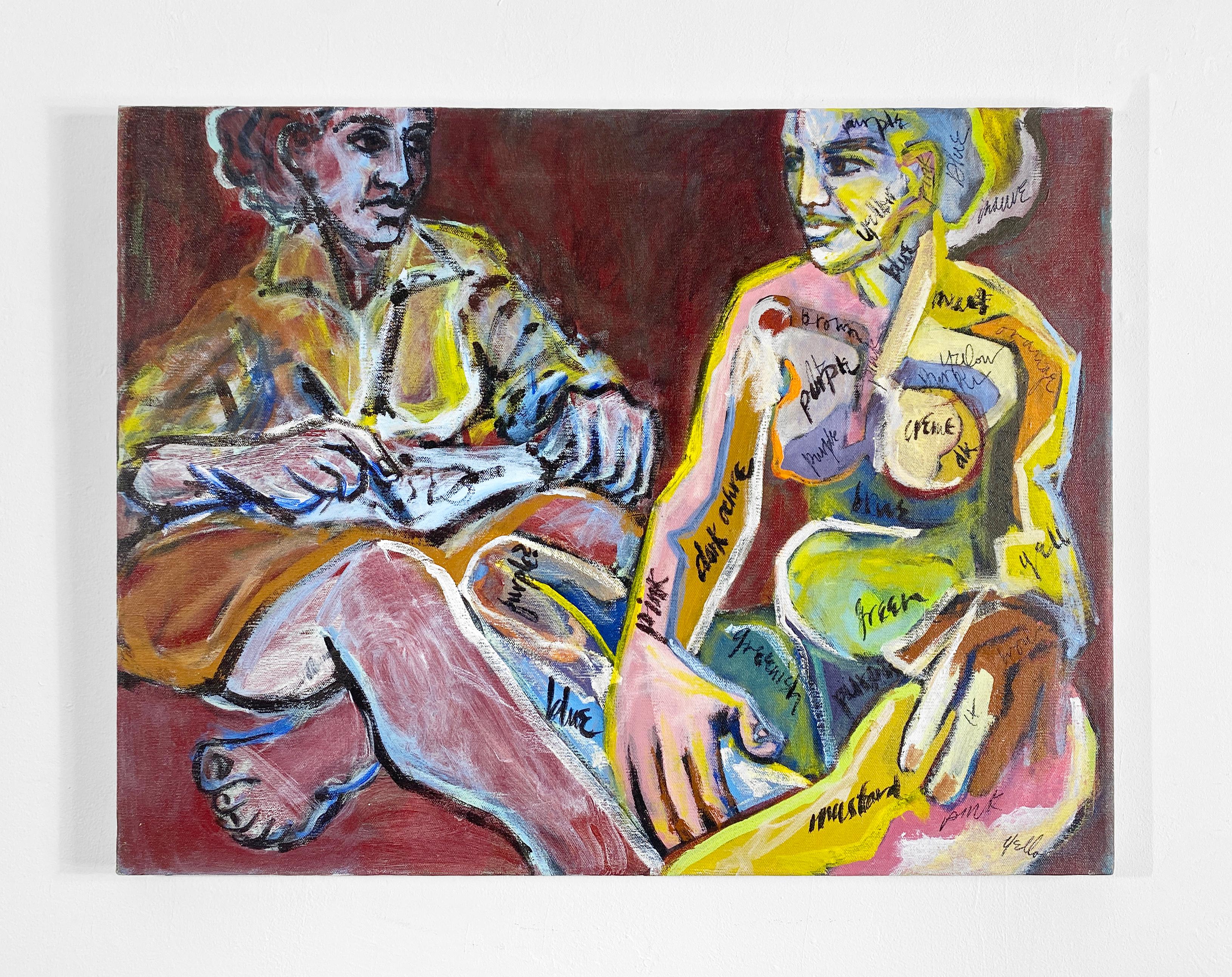 Acrylique sur toile, colorée, figurative, peinture d'un nu et modèle 362.003 - Painting de Linda Stein