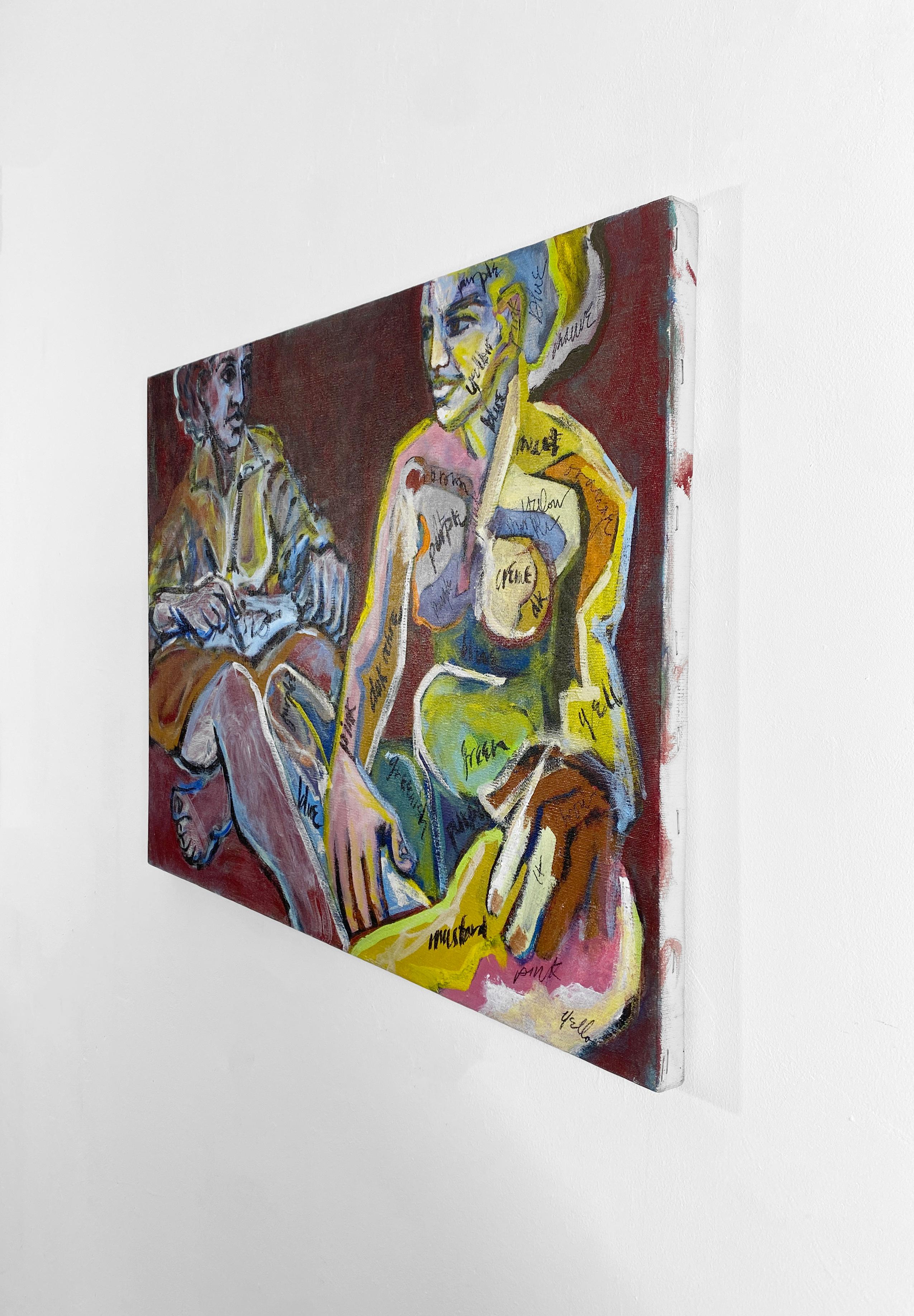 Acrylique sur toile, colorée, figurative, peinture d'un nu et modèle 362.003 en vente 3