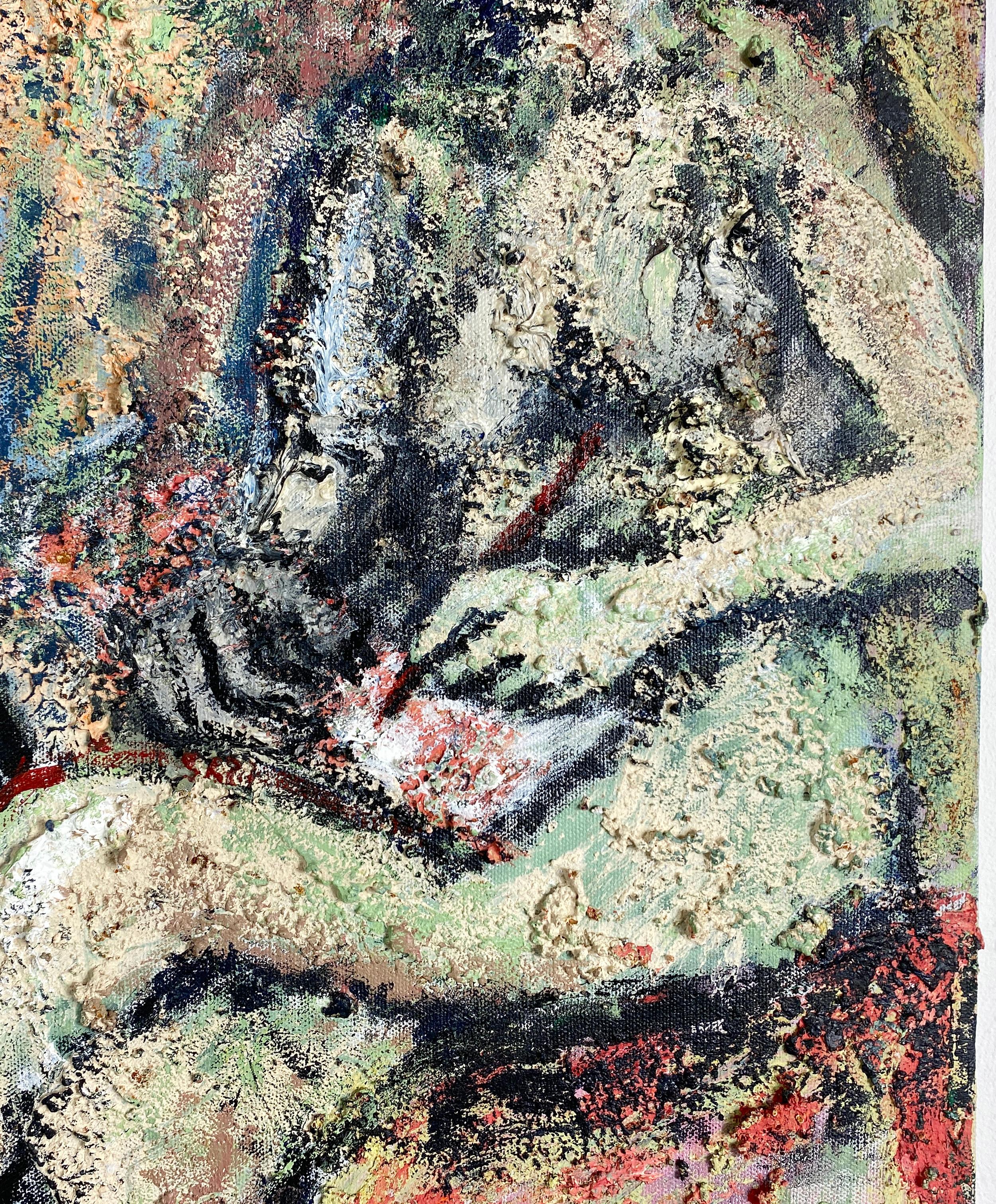 Acrylique sur toile, colorée, figurative, peinture d'un nu et modèle 362.004 - Marron Figurative Painting par Linda Stein