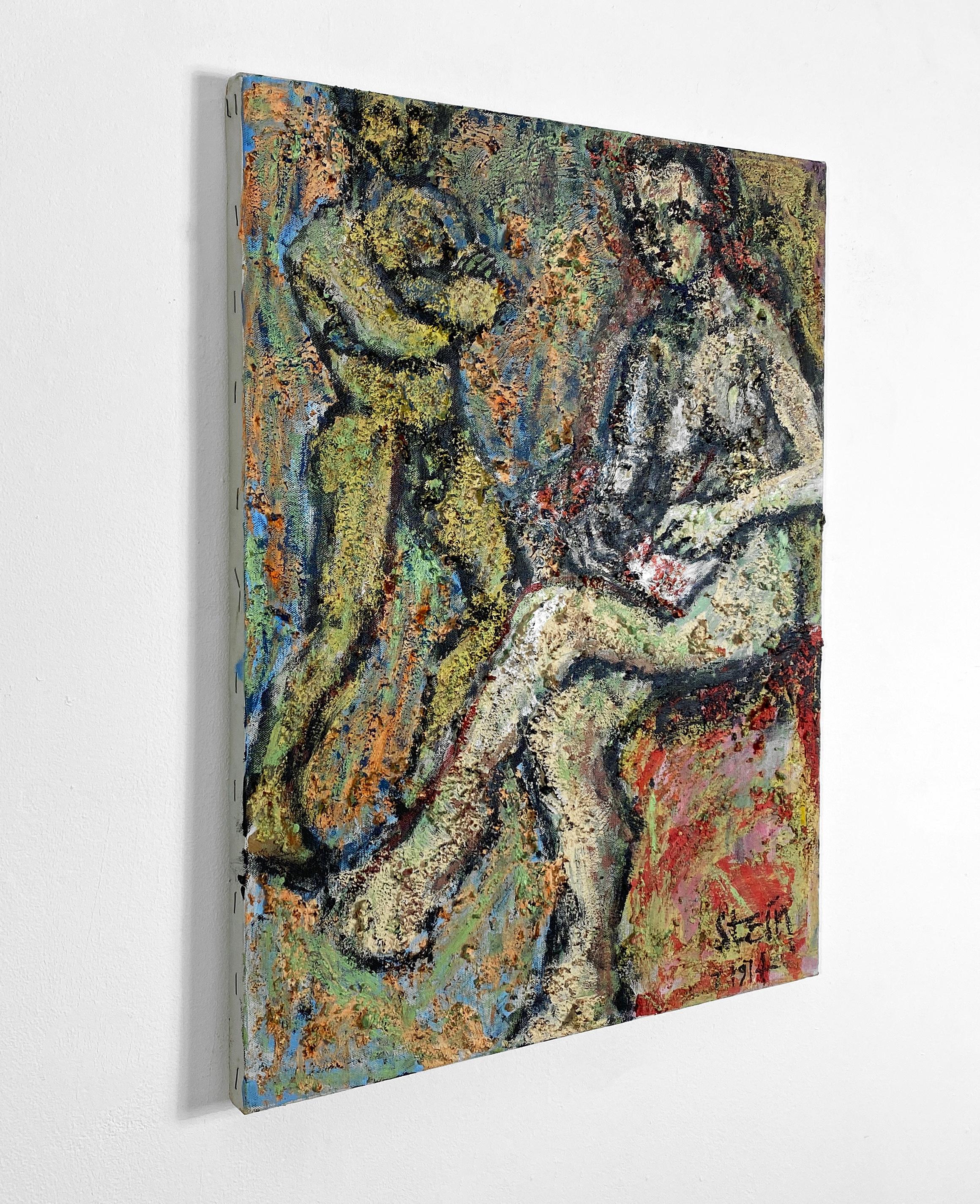 Acrylique sur toile, colorée, figurative, peinture d'un nu et modèle 362.004 en vente 3