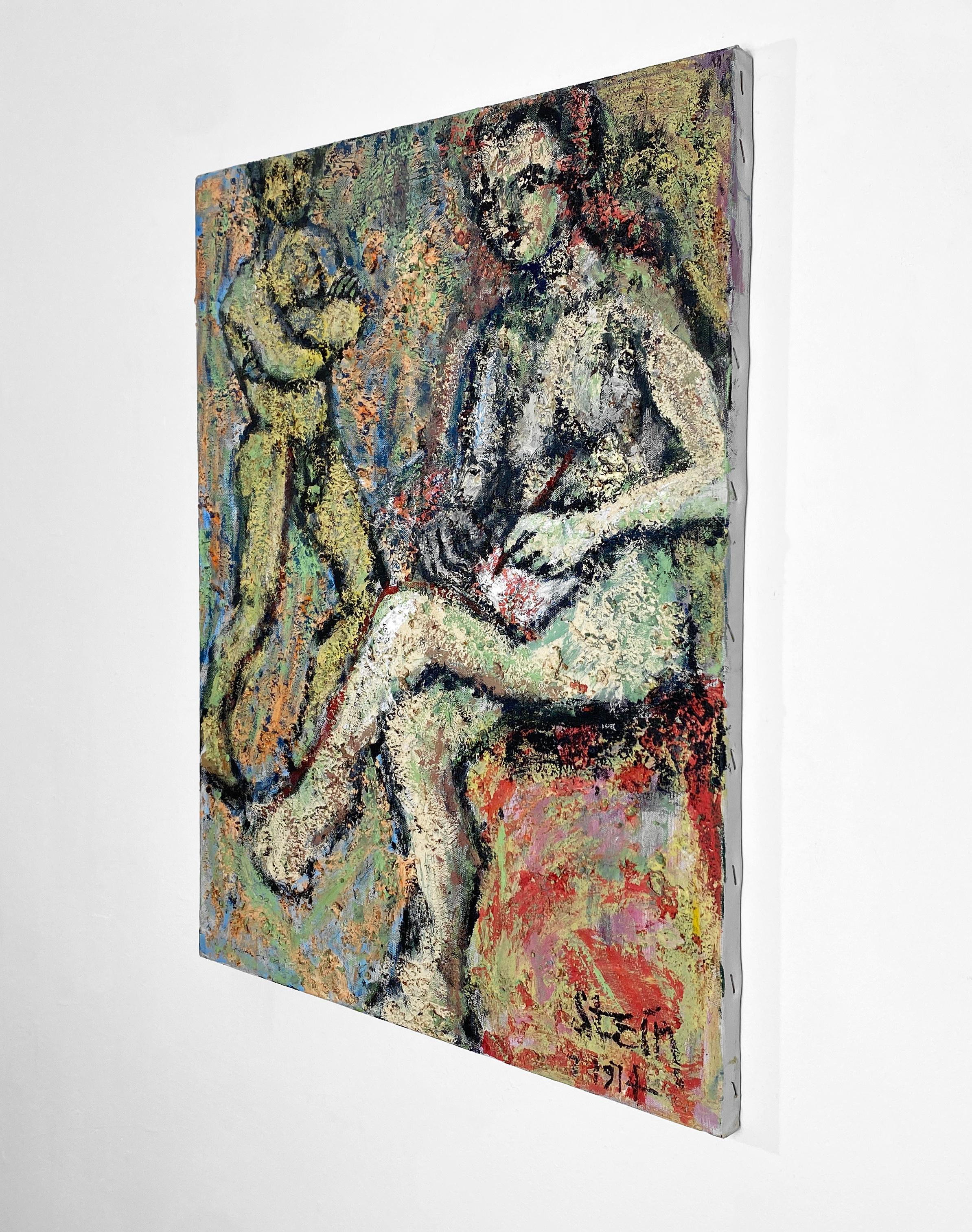 Acrylique sur toile, colorée, figurative, peinture d'un nu et modèle 362.004 en vente 4