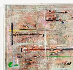 Feminist Acrylic/Collage Colorful Painting - Textural Letter in Earth Tones 23