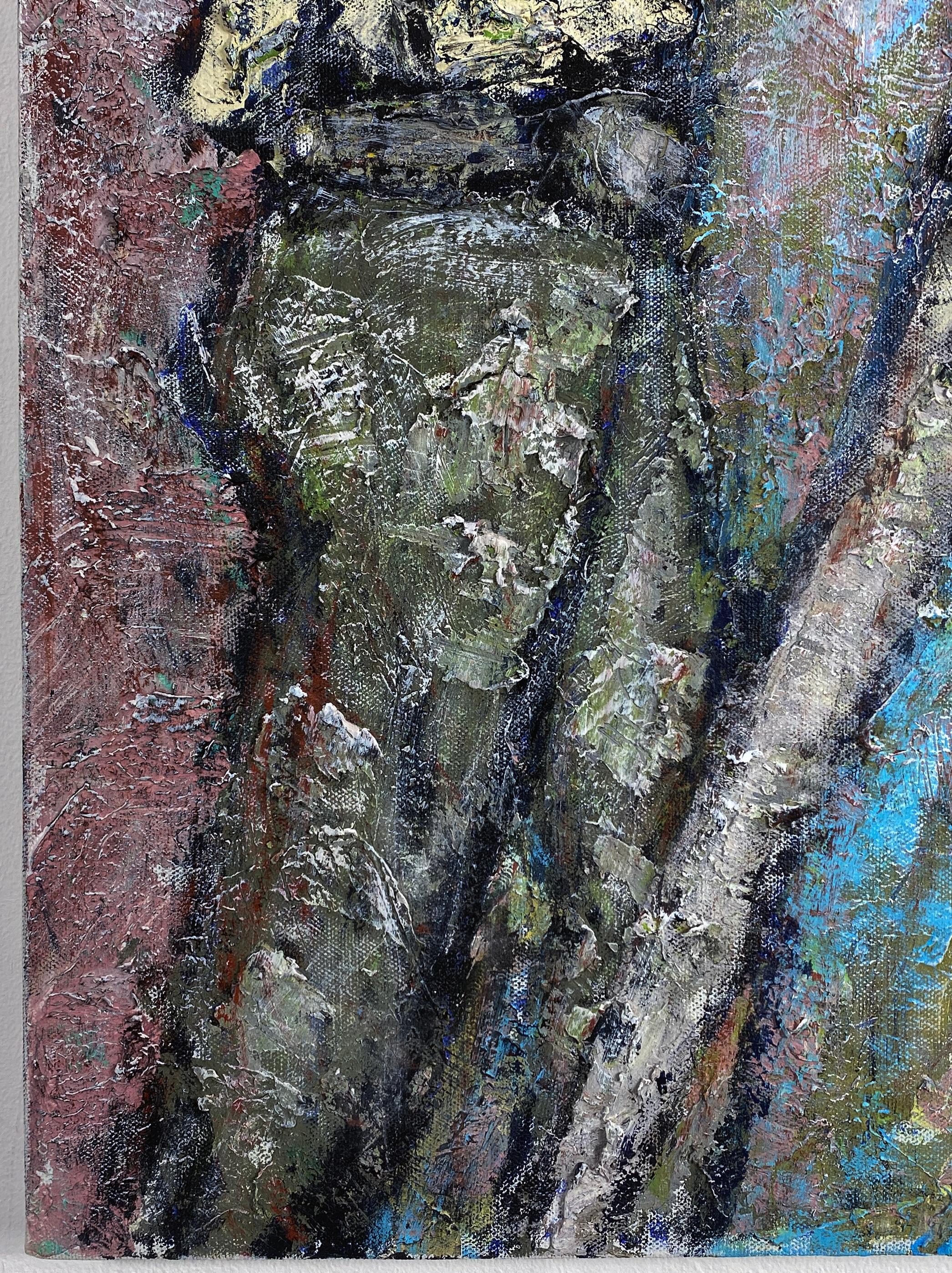 Signiert, Acryl auf Leinwand, farbenfrohes figuratives Gemälde des Künstlers und Modell 362,005 im Angebot 1