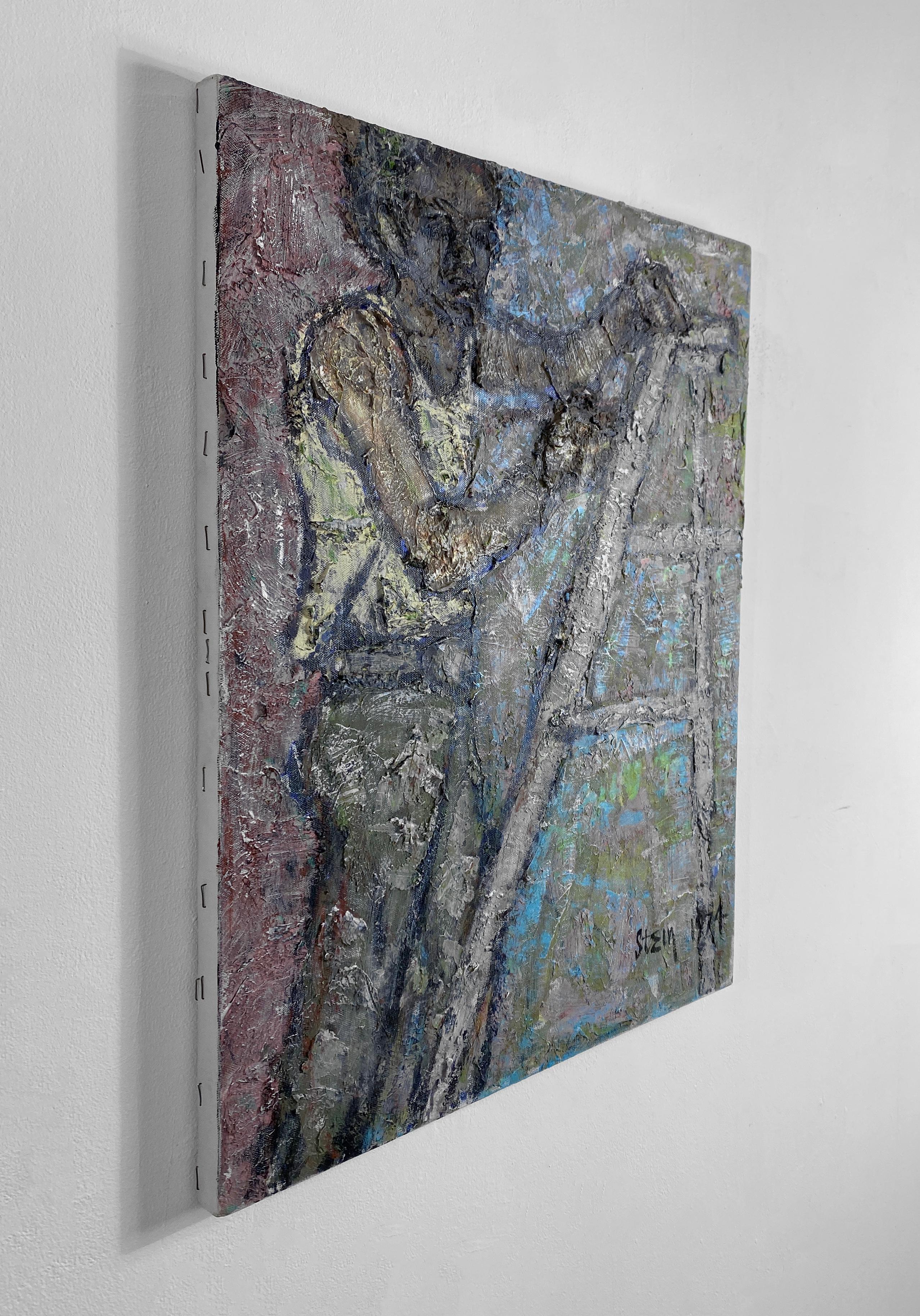 Signiert, Acryl auf Leinwand, farbenfrohes figuratives Gemälde des Künstlers und Modell 362,005 im Angebot 2