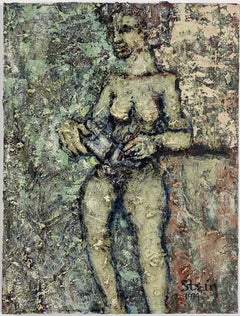 Firmato, Acrilico su tela, Colorato, Pittura di nudo - Artista e modello 362.001