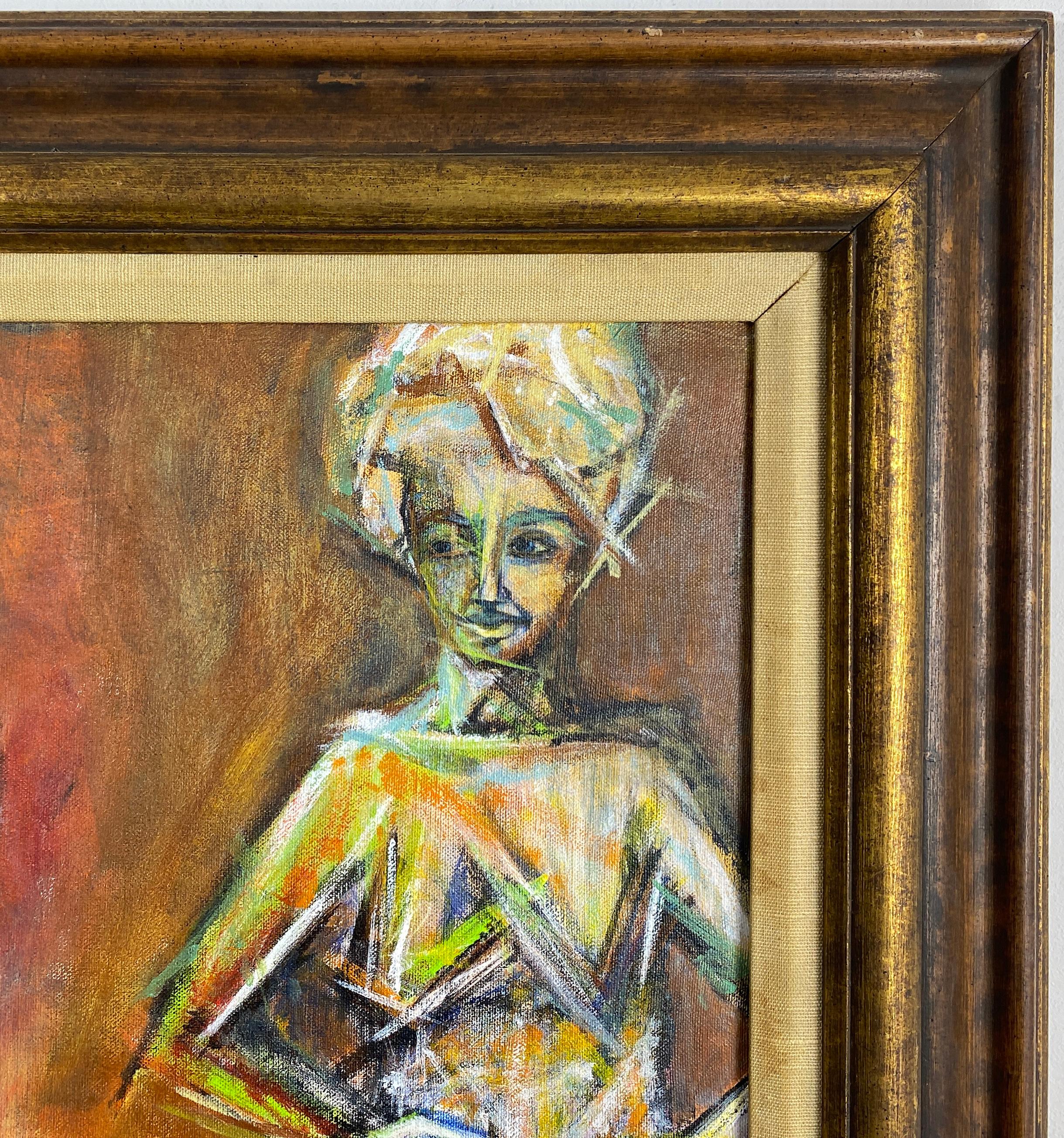 Signiert, Acryl auf Leinwand, farbenfrohes, nudefarbenes Gemälde - Künstler und Modell 362,007 (Zeitgenössisch), Painting, von Linda Stein