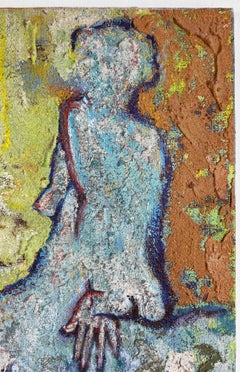 Firmado, acrílico sobre lienzo, colorido, pintura de desnudo - Figuraciones 360.078