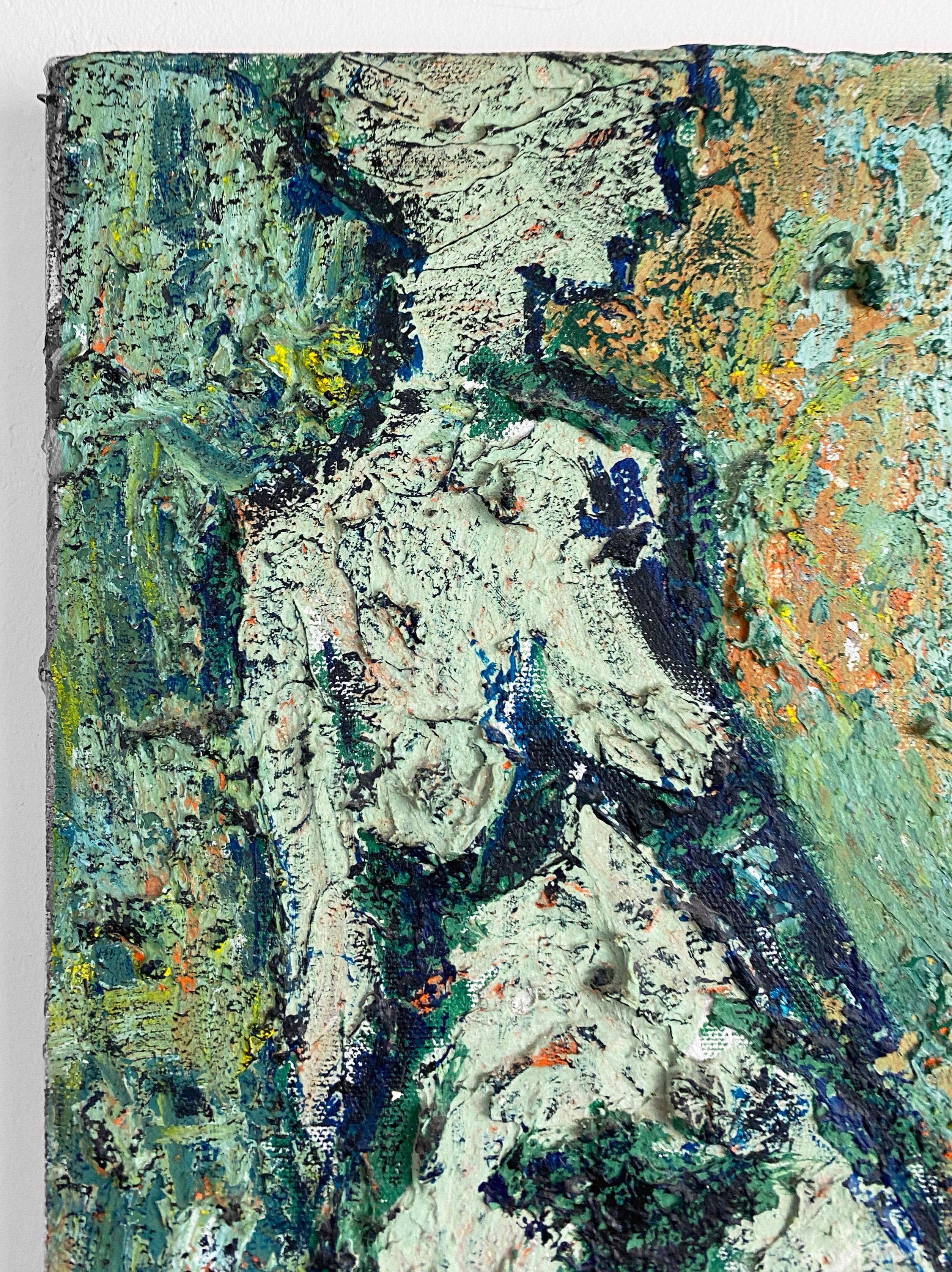 Signiert, Acryl auf Leinwand, farbenfrohes, nudefarbenes Gemälde – Figurationen 360.083 – Painting von Linda Stein