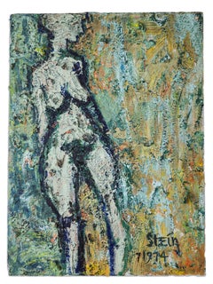 Firmado, acrílico sobre lienzo, colorido, pintura de desnudo - Figuraciones 360.083