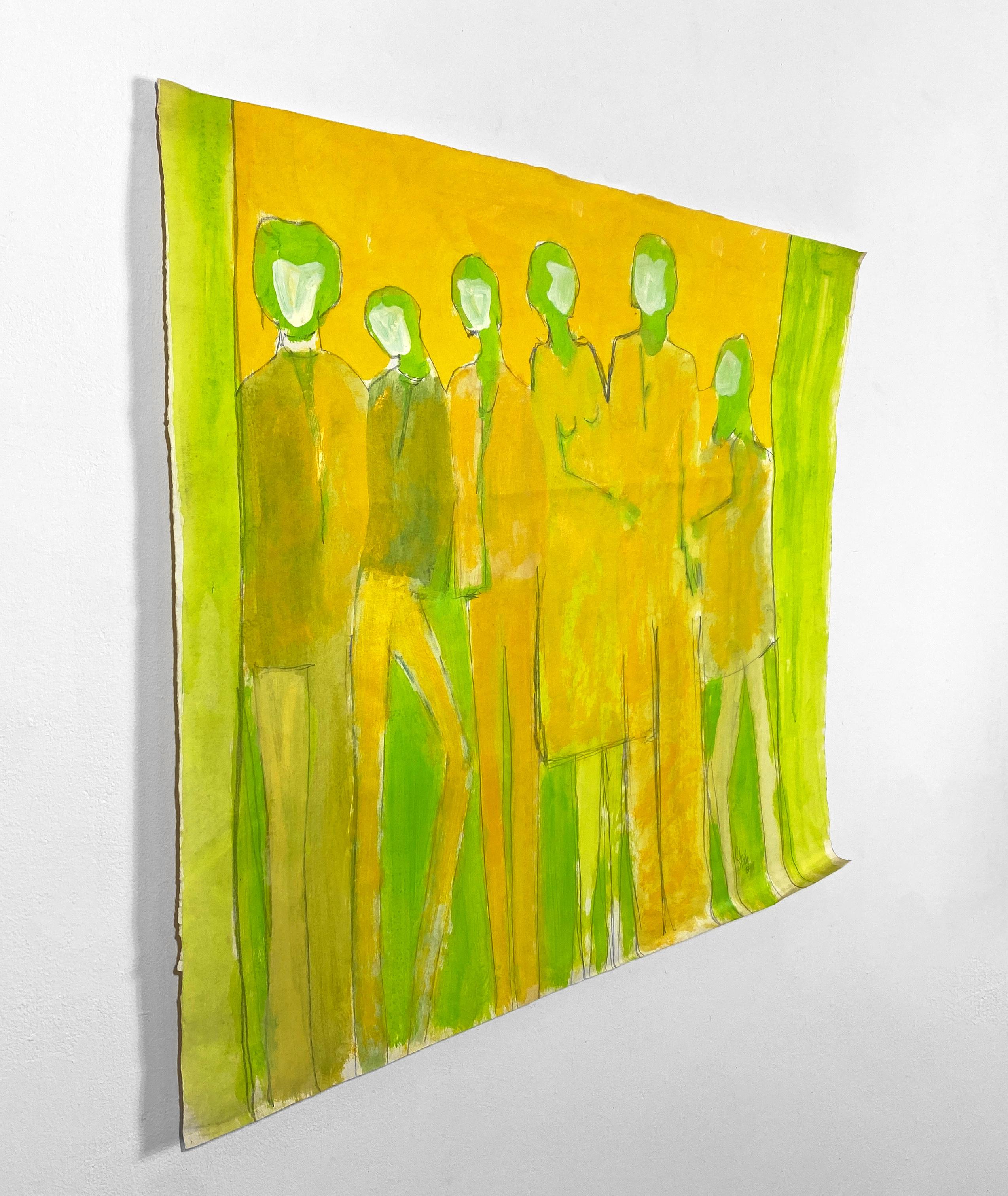 Signed, Colorful, Watercolor and Ink on Paper. Painting - Figurations 359.003 For Sale 3