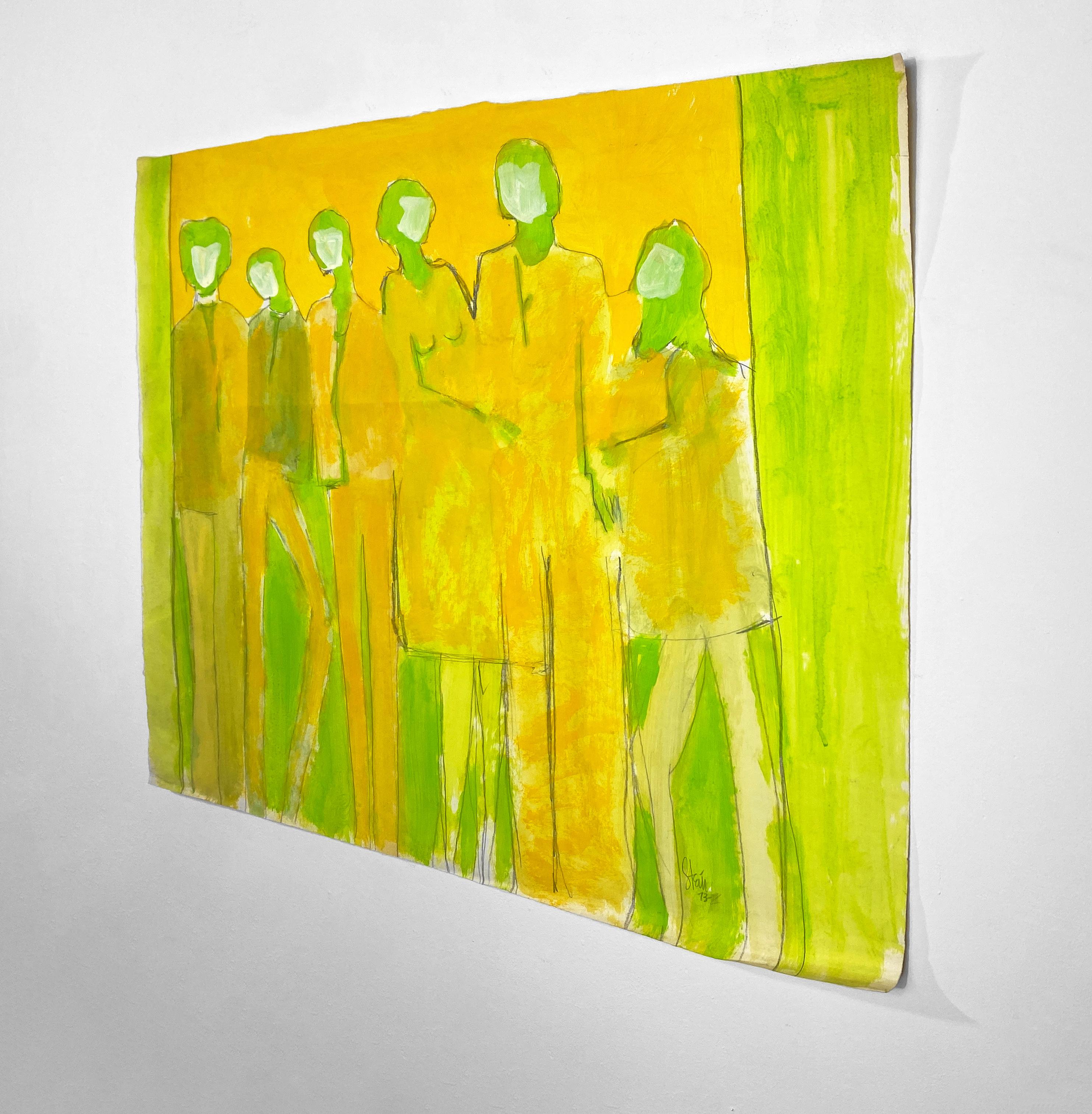 Signed, Colorful, Watercolor and Ink on Paper. Painting - Figurations 359.003 For Sale 4