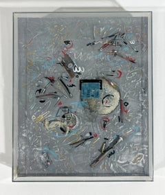 Signed Feminist Acrylic and Collage Colorful Painting - Puddle 47